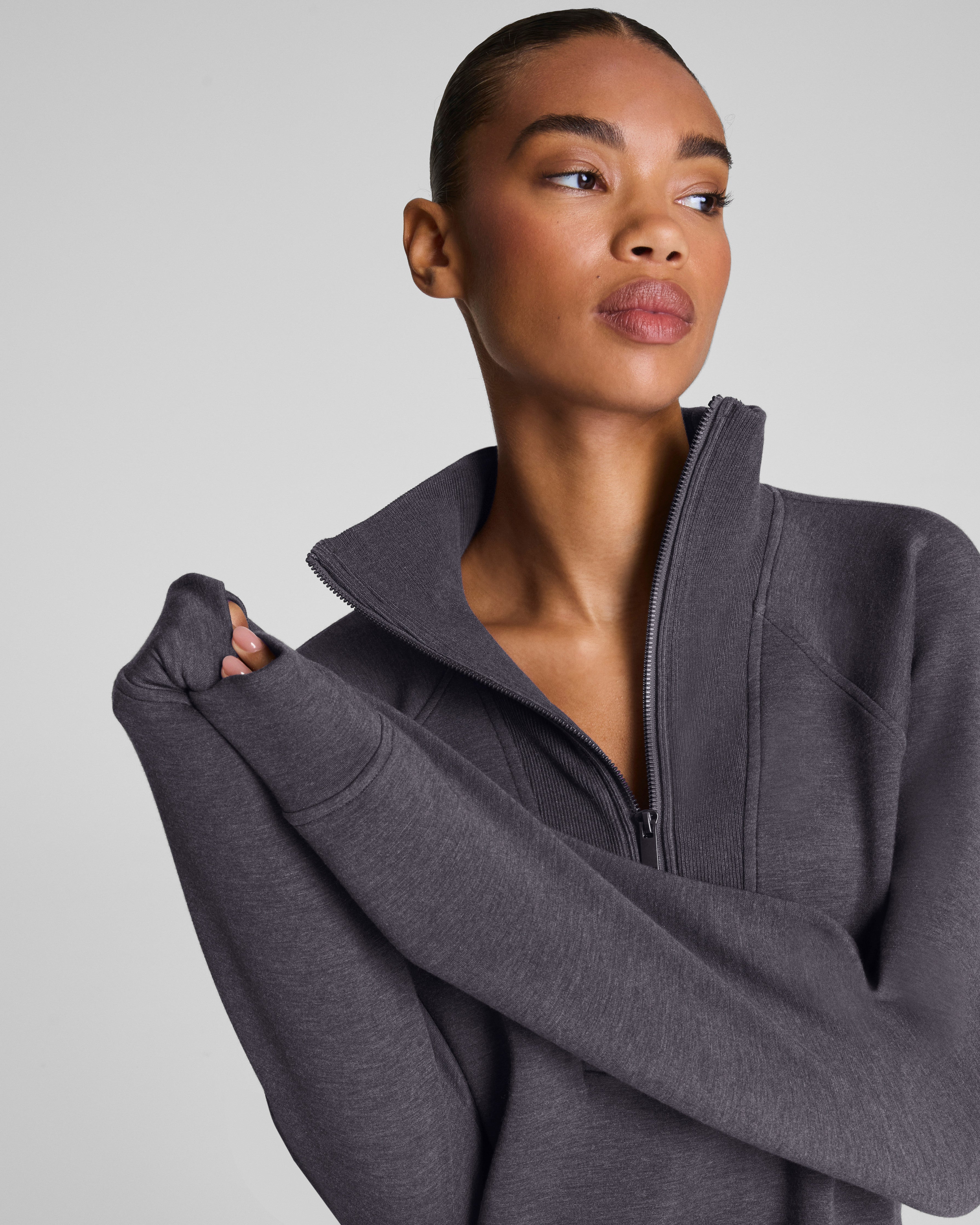 SPANX AirEssentials® Brushed Half Zip Tunic  Heather Storm