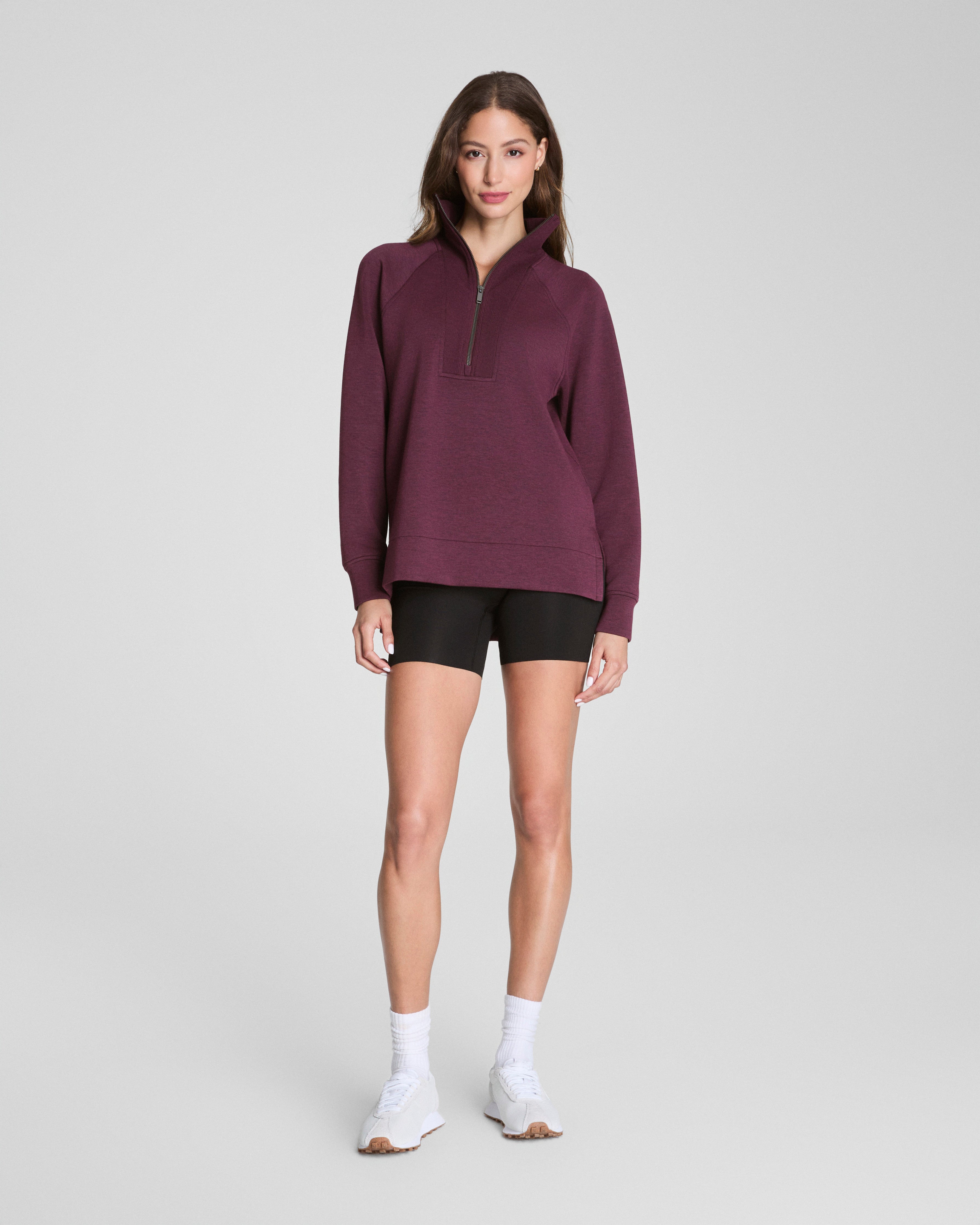 SPANX AirEssentials® Brushed Half Zip Tunic  Plum Berry Heather