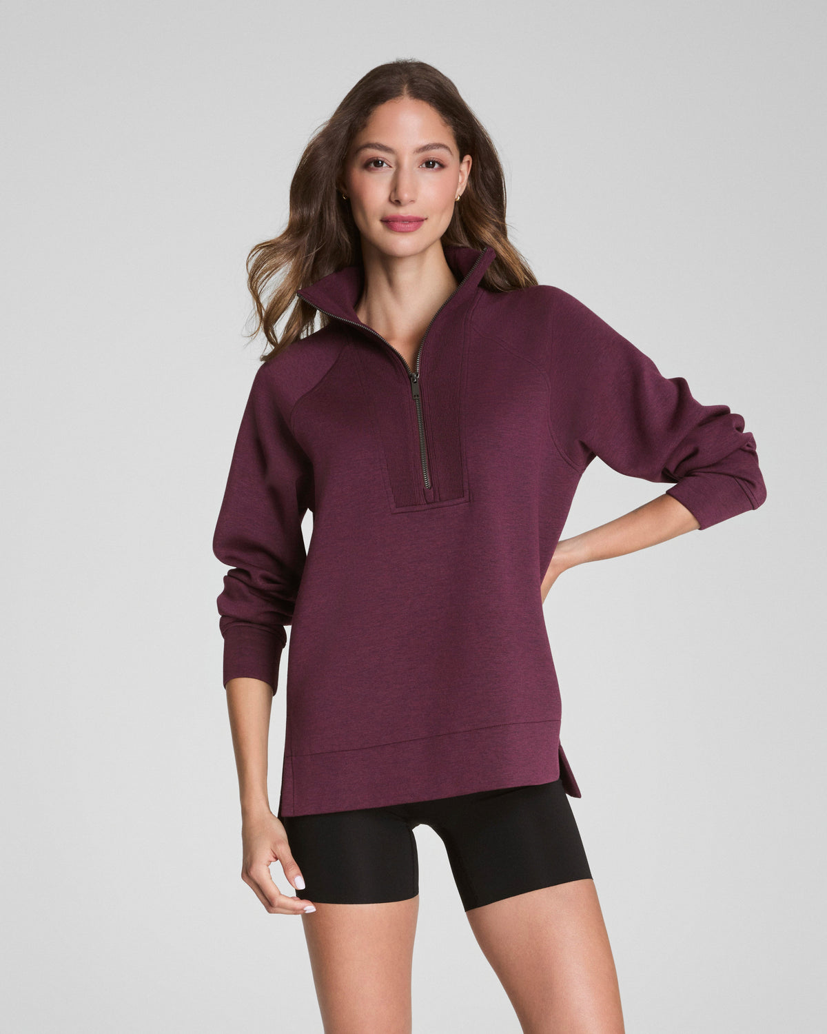 SPANX AirEssentials® Brushed Half Zip Tunic  Plum Berry Heather