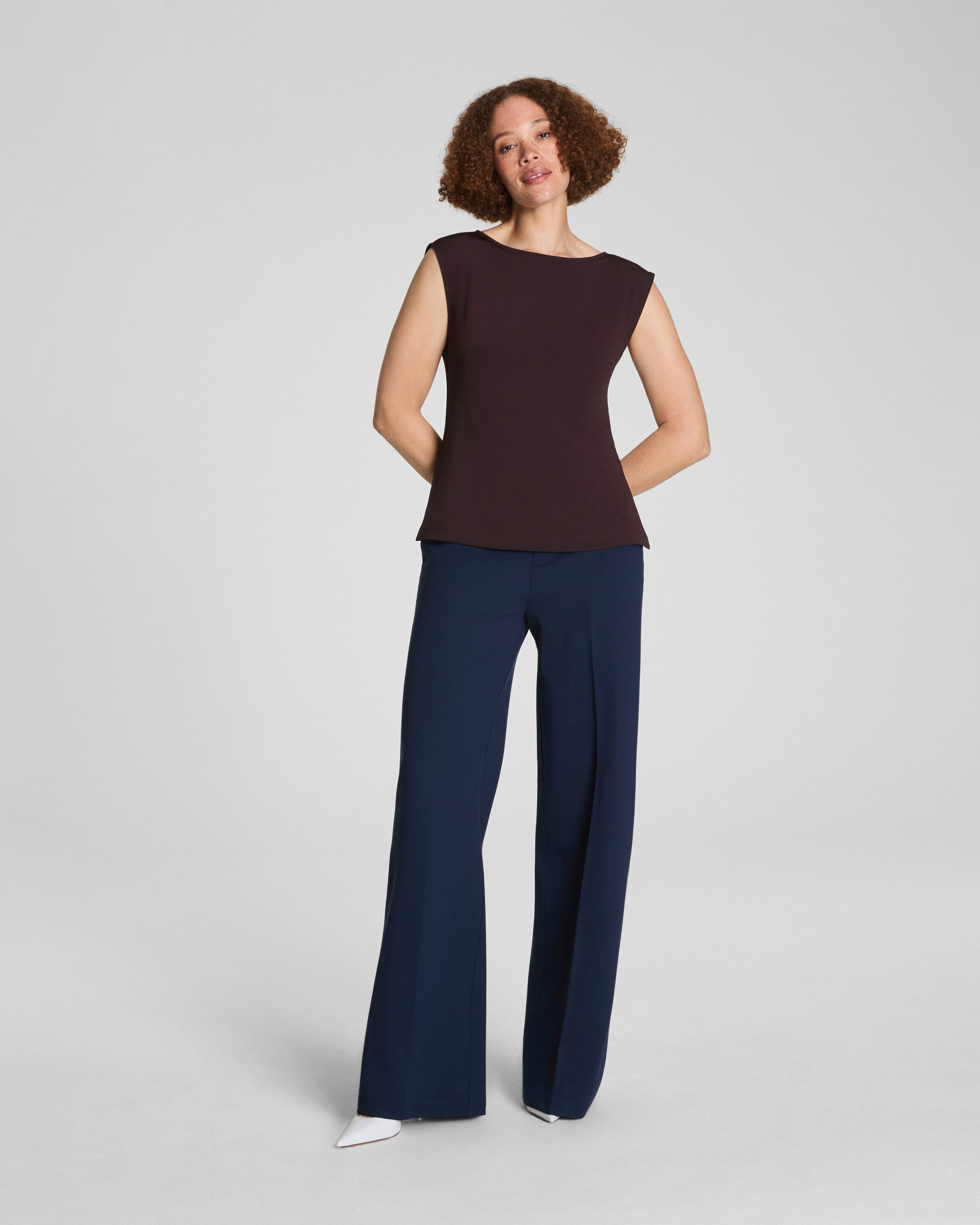 SPANX® Sleek Jersey High Neck Tee  Truffle Brown
