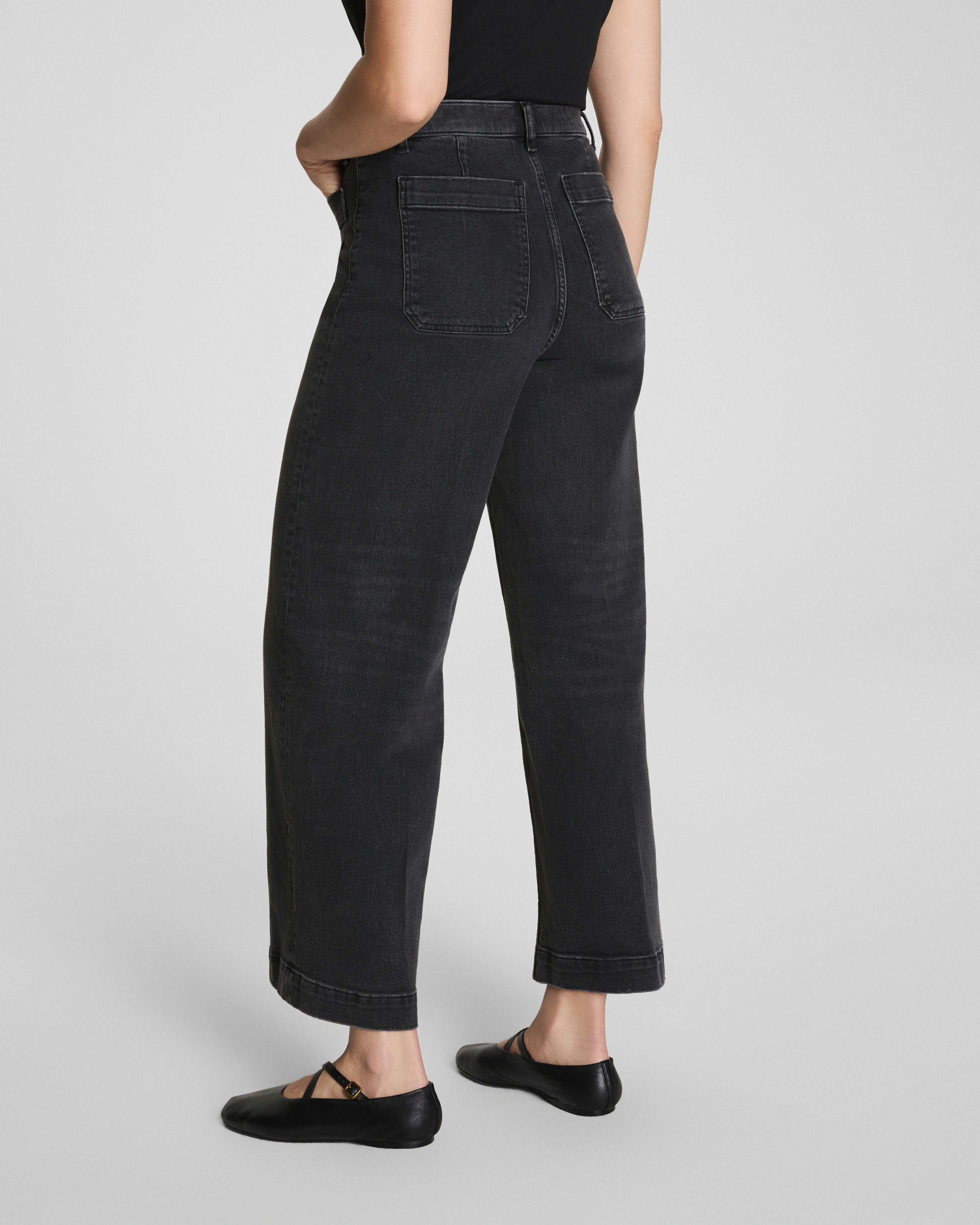 SPANXshape™ Authentic 360 Cropped Wide Leg Jeans with Patch Pockets  Carbon