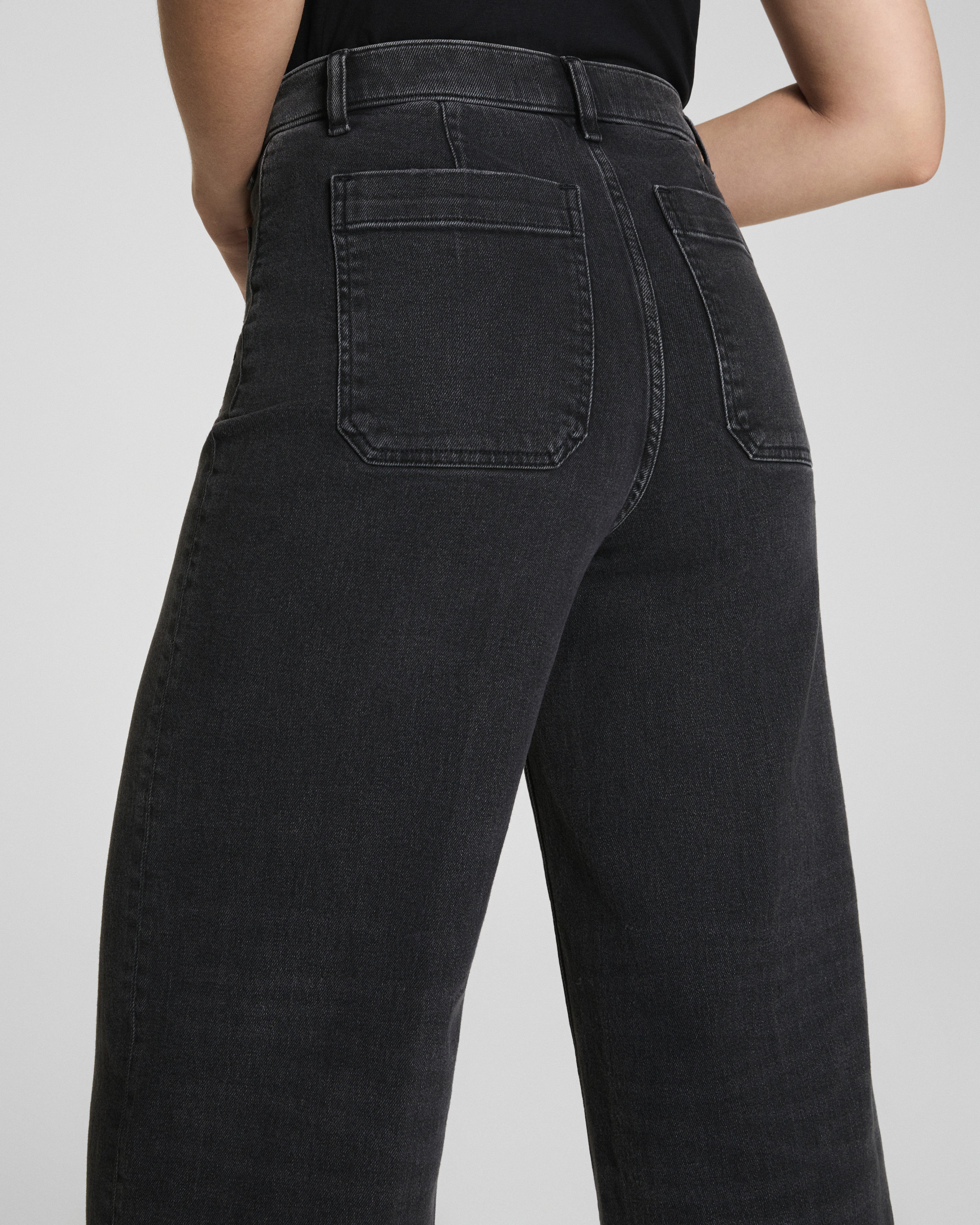 SPANXshape™ Authentic 360 Cropped Wide Leg Jeans with Patch Pockets  Carbon