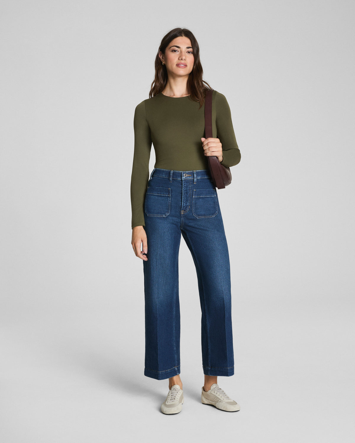 SPANXshape™ Authentic 360 Cropped Wide Leg Jeans with Patch Pockets  Adriatic Blue
