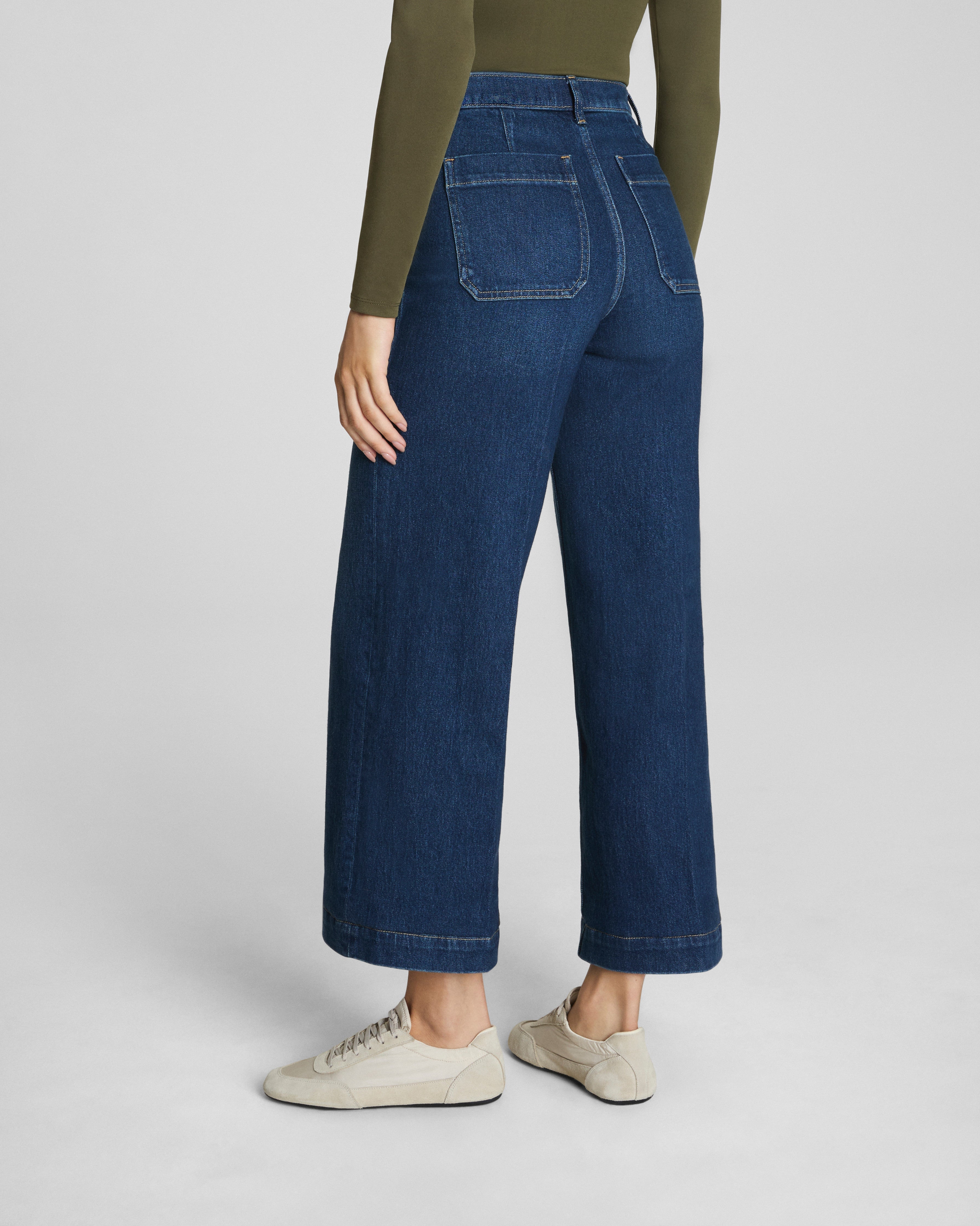 SPANXshape™ Authentic 360 Cropped Wide Leg Jeans with Patch Pockets  Adriatic Blue