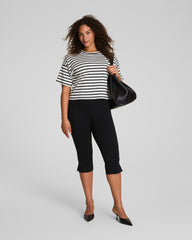 SPANX® Cotton Cropped Tee  Ivory/Classic Black