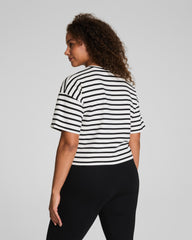 SPANX® Cotton Cropped Tee  Ivory/Classic Black