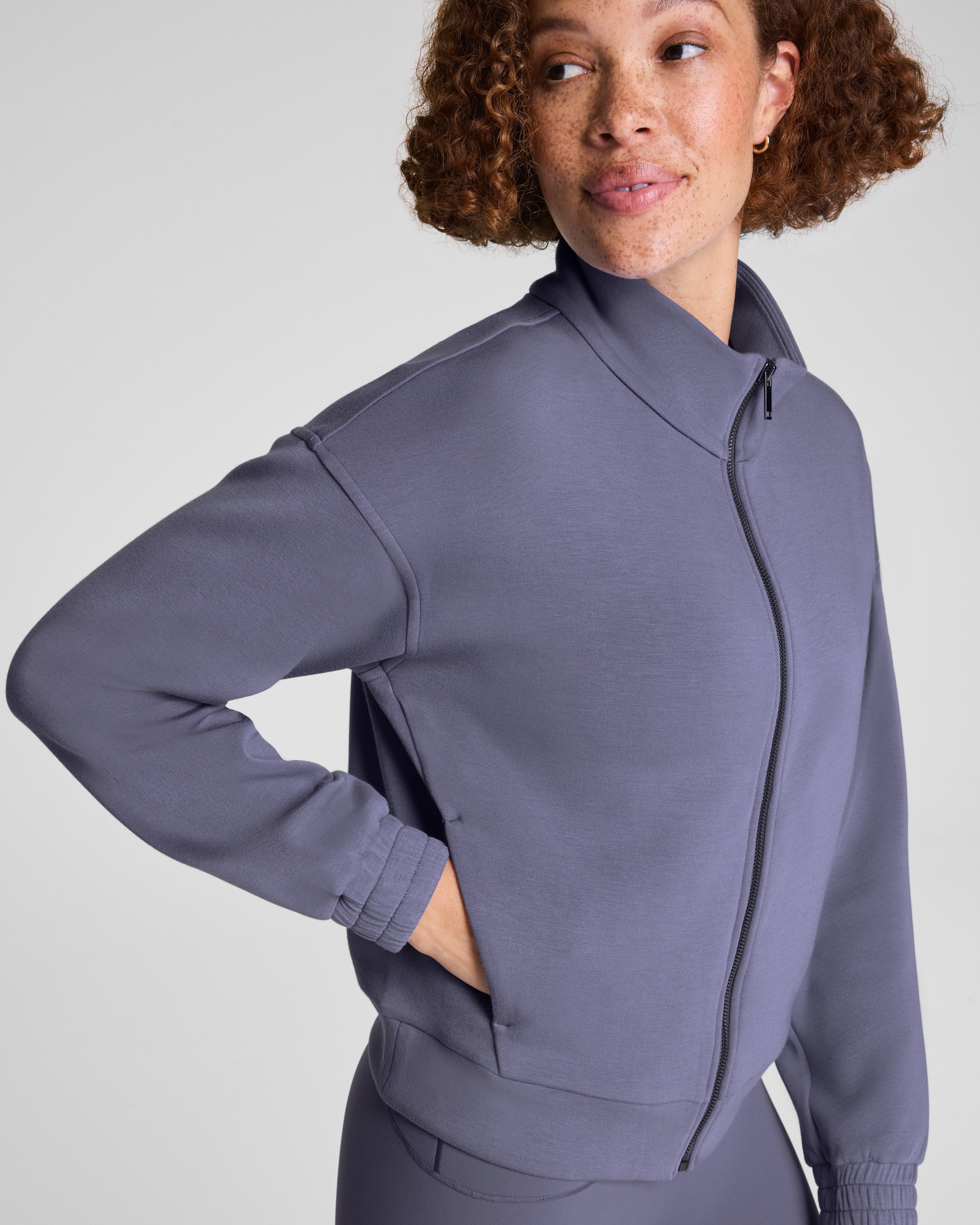 SPANX AirEssentials® Brushed Full Zip Jacket  Pewter