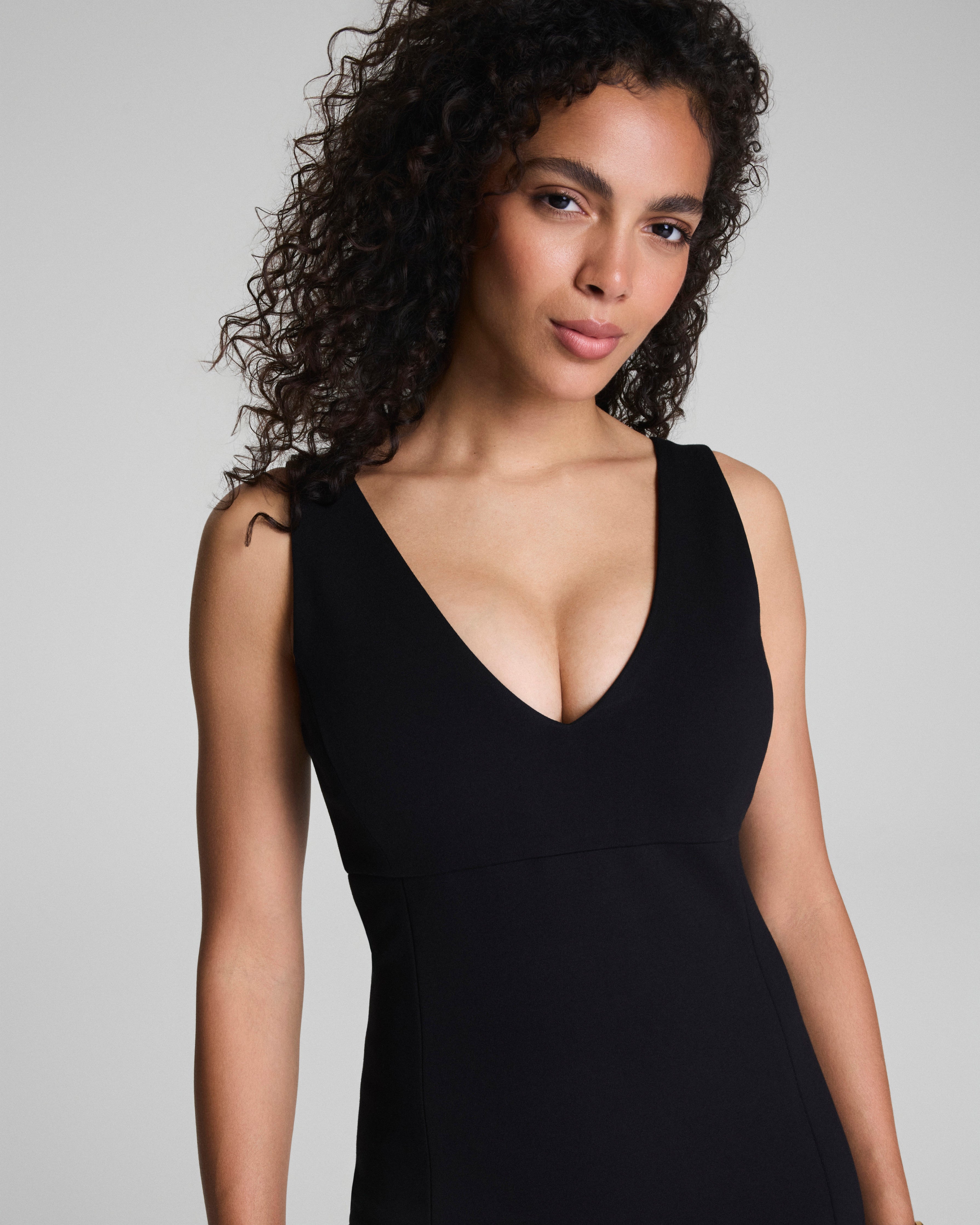 SPANXshape™ Ponte V-Neck Midi Dress  Classic Black