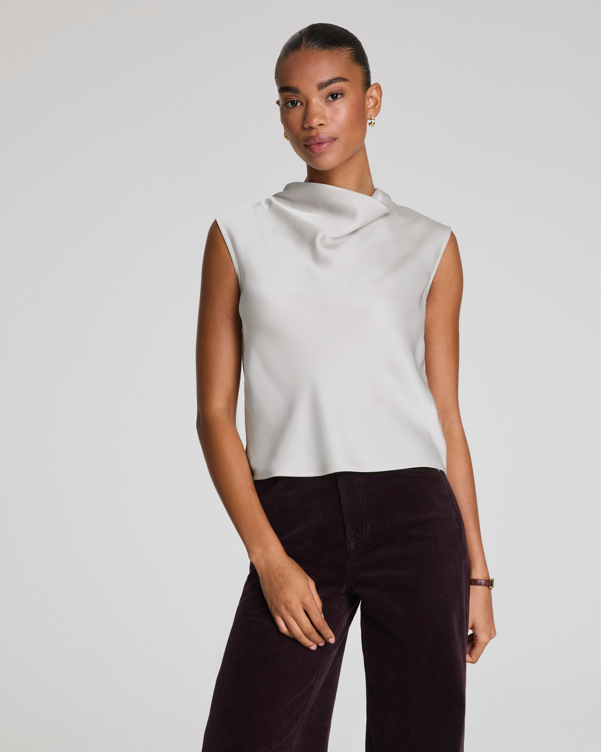 SPANX® Silky Smooth Cowl Neck Sleeveless Top  Birch