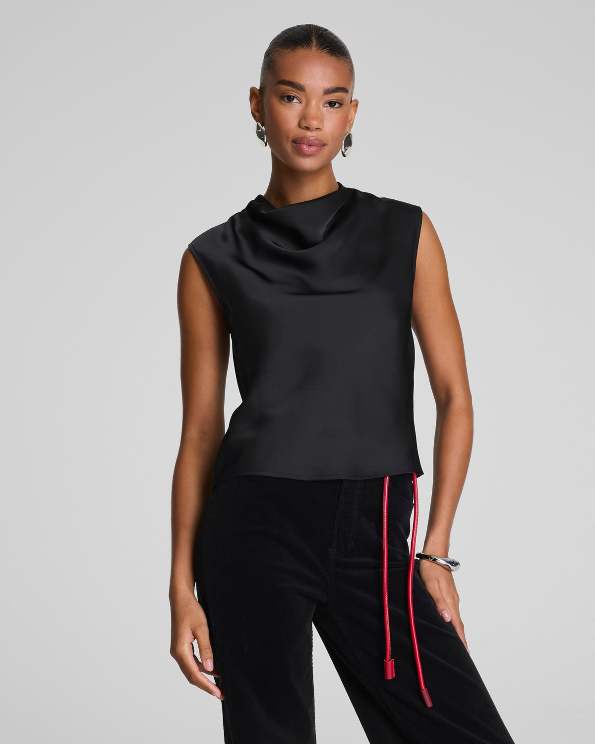 SPANX® Silky Smooth Cowl Neck Sleeveless Top  Classic Black