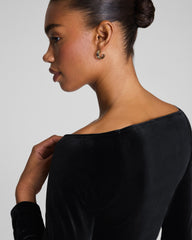 SPANX® Velvet Ballet Neck Long Sleeve Top  Classic Black