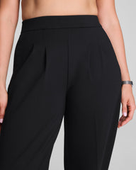 SPANX® Ponte Pleated Barrel Leg Trouser with Tuxedo Stripe  Classic Black