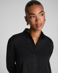 SPANX® Poplin Cropped Button-Up Shirt  Classic Black