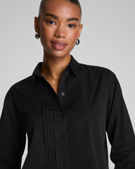 SPANX® Poplin Cropped Button-Up Shirt  Classic Black