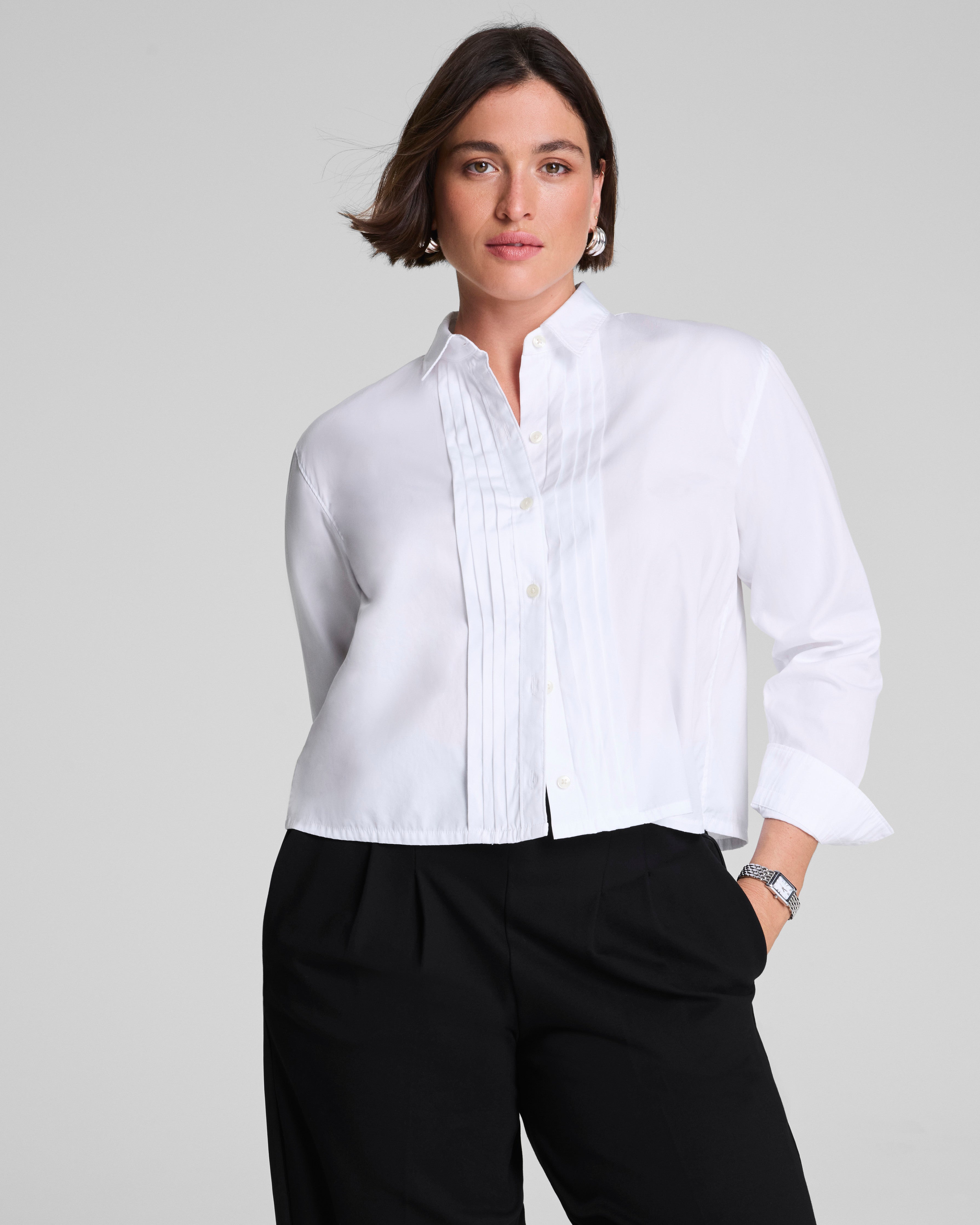 SPANX® Poplin Cropped Button-Up Shirt