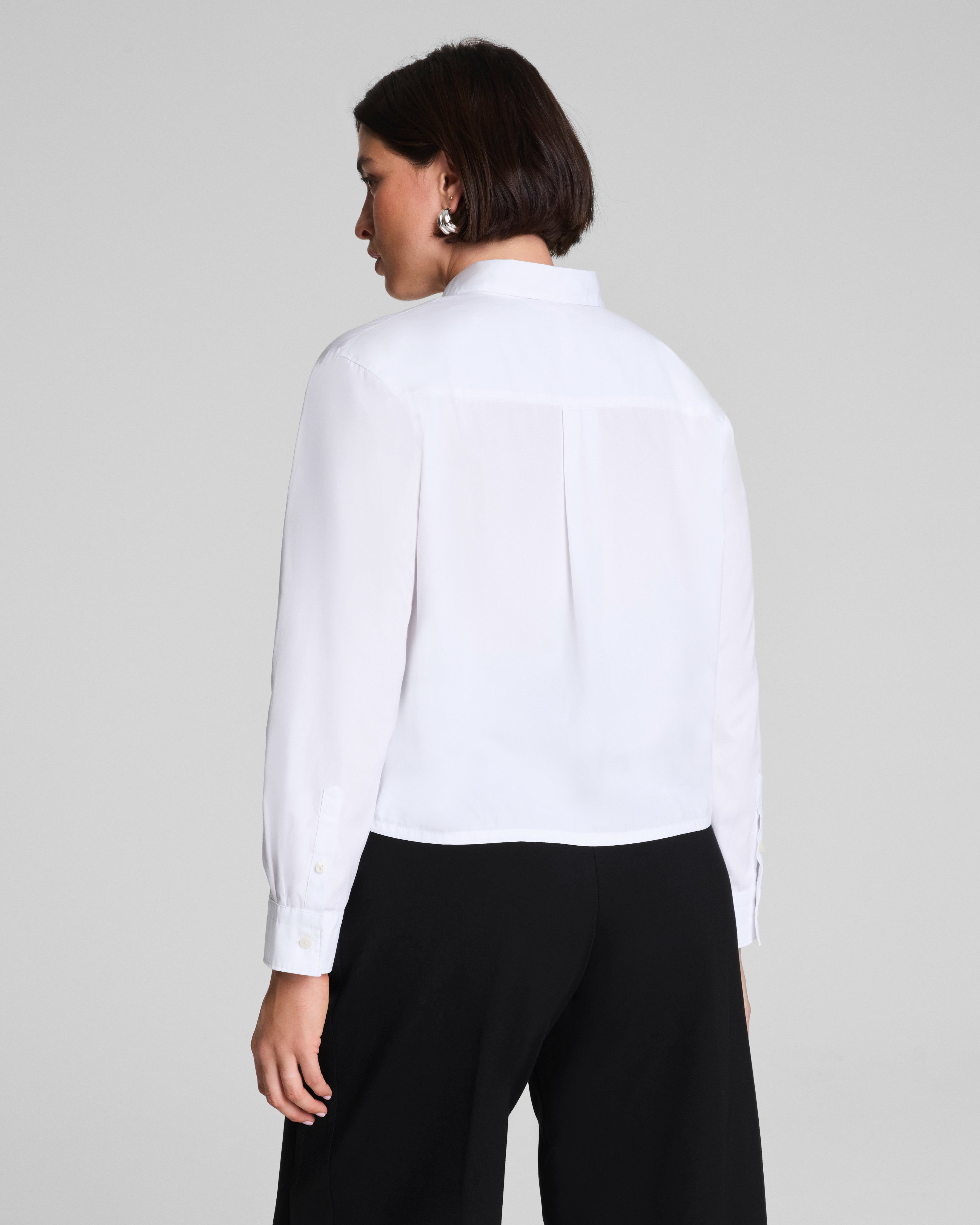SPANX® Poplin Cropped Button-Up Shirt  Classic White