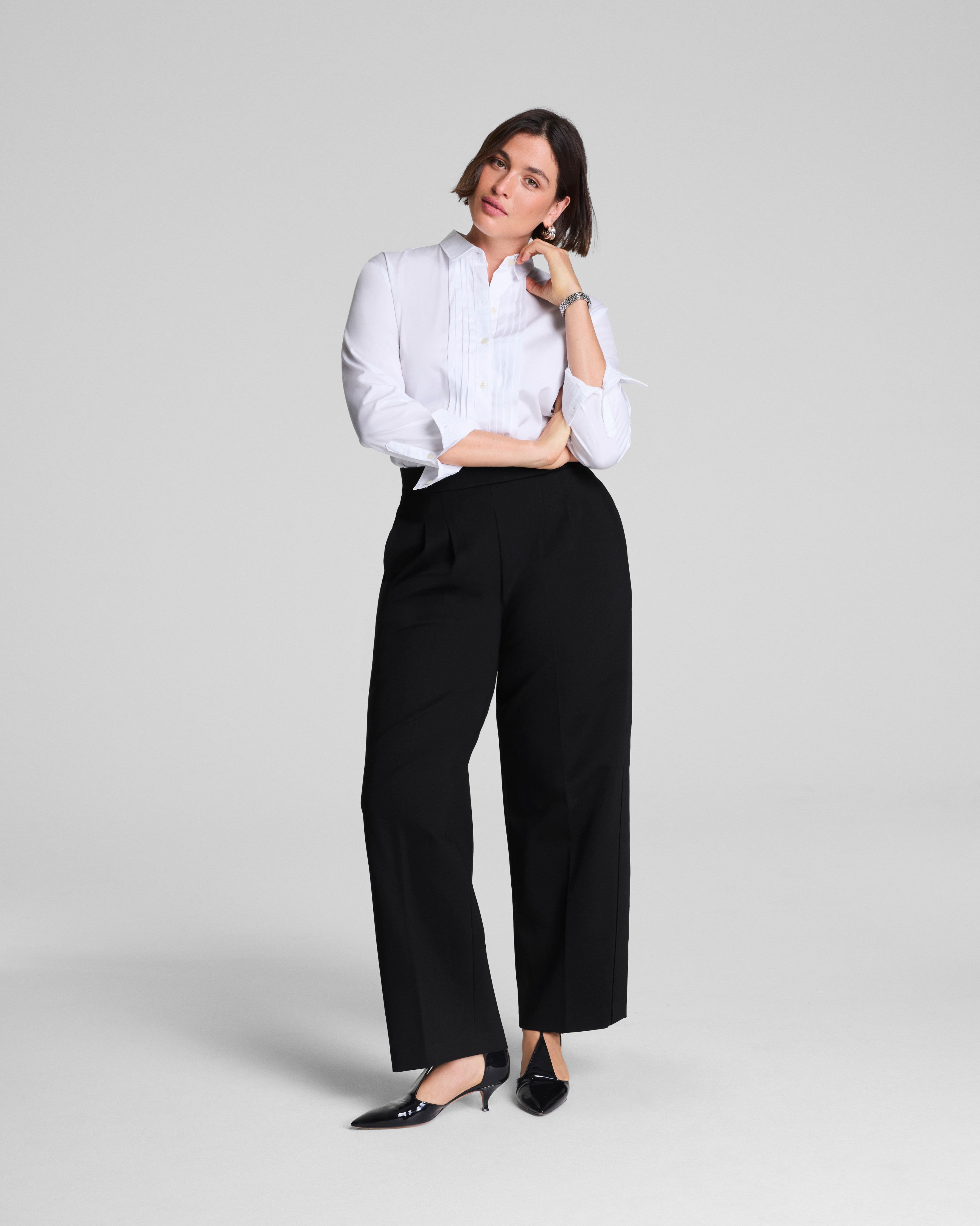 SPANX® Poplin Cropped Button-Up Shirt  Classic White