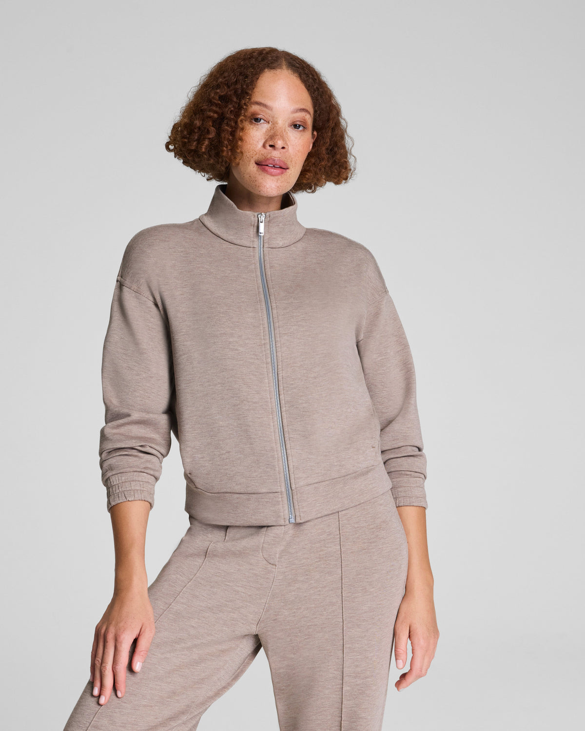 SPANX AirEssentials® Brushed Full Zip Jacket  Birch Heather