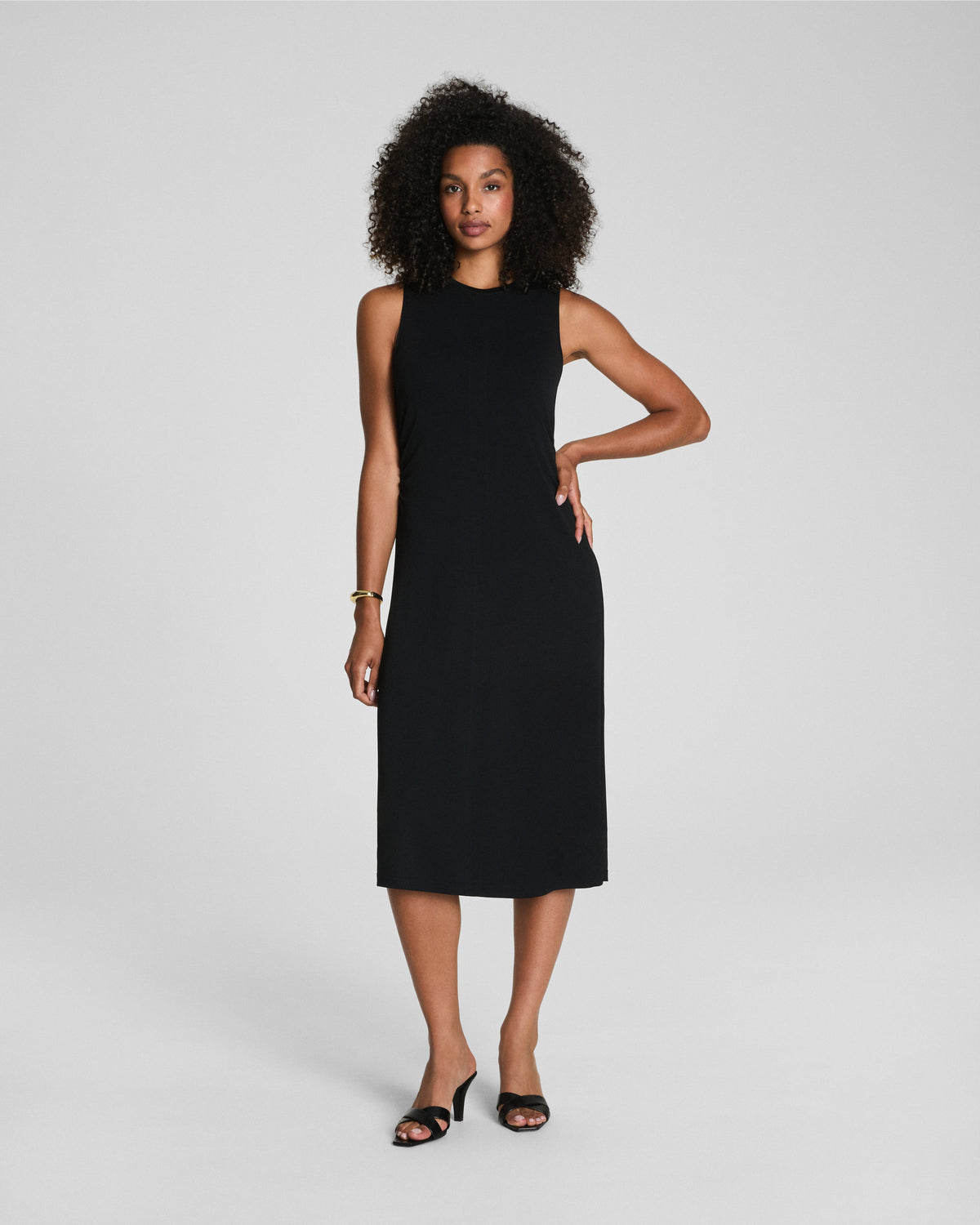 SPANX® Sleek Jersey Crewneck Ruched Midi Dress