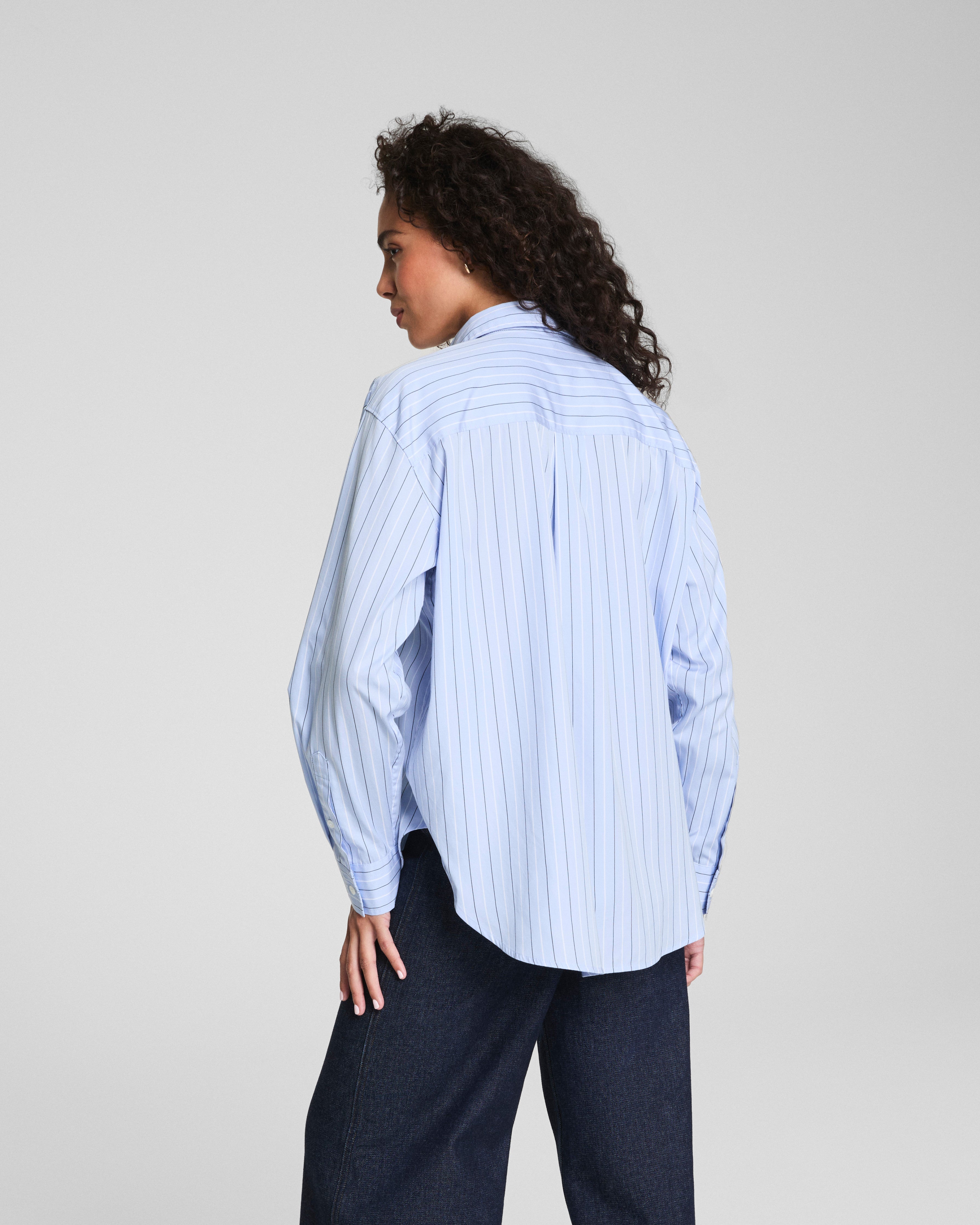 SPANX® Poplin Oversized Button-Up Shirt  Hydrangea Stripe