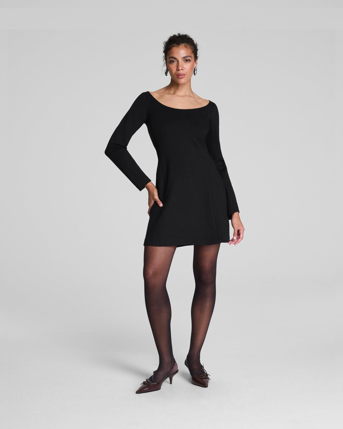 SPANX® Ponte Long Sleeve Mini Dress  Classic Black