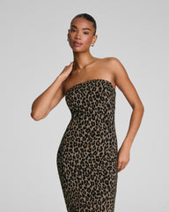 SPANXsupersmooth™ Ponte Jacquard Strapless Midi Dress  Light Leopard Print