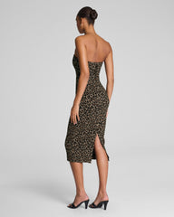 SPANXsupersmooth™ Ponte Jacquard Strapless Midi Dress  Light Leopard Print