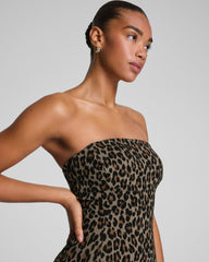 SPANXsupersmooth™ Ponte Jacquard Strapless Midi Dress  Light Leopard Print