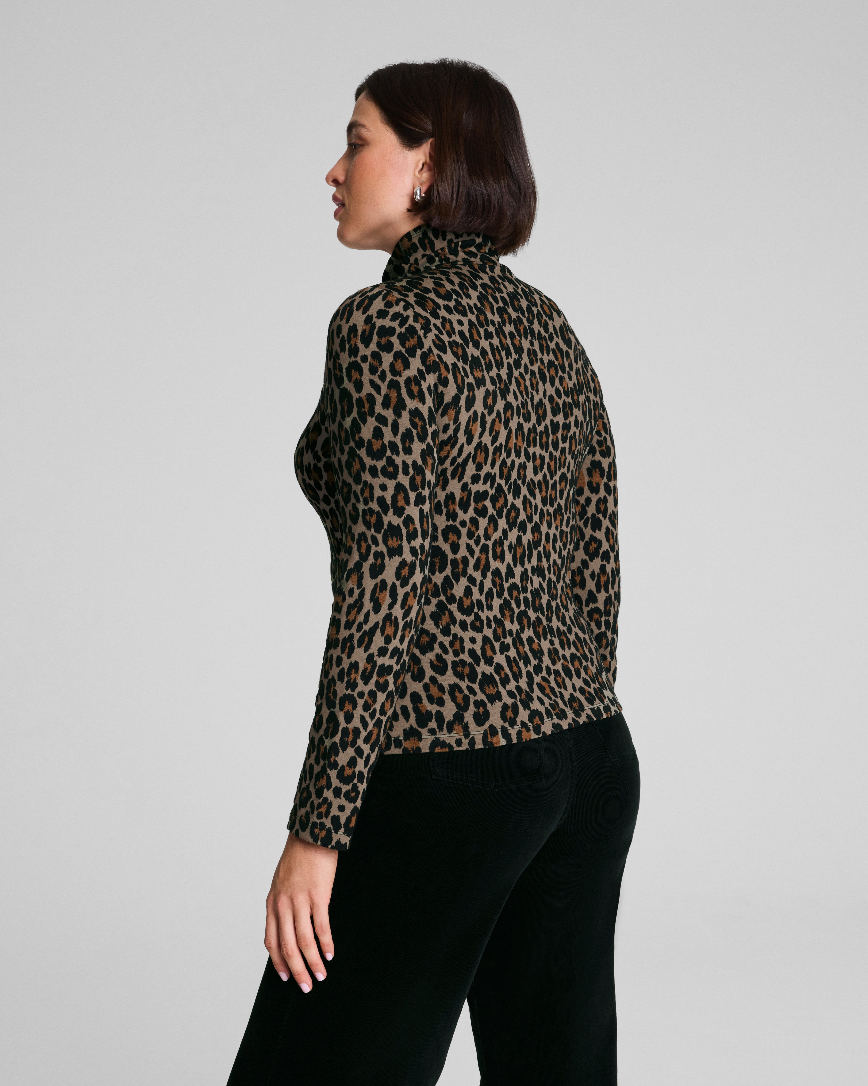 SPANX® Ponte Jacquard Turtleneck  Light Leopard Print