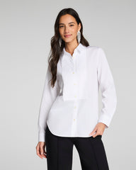 SPANX® Poplin Mini Pintuck Button-Up Shirt  Classic White