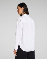 SPANX® Poplin Mini Pintuck Button-Up Shirt  Classic White