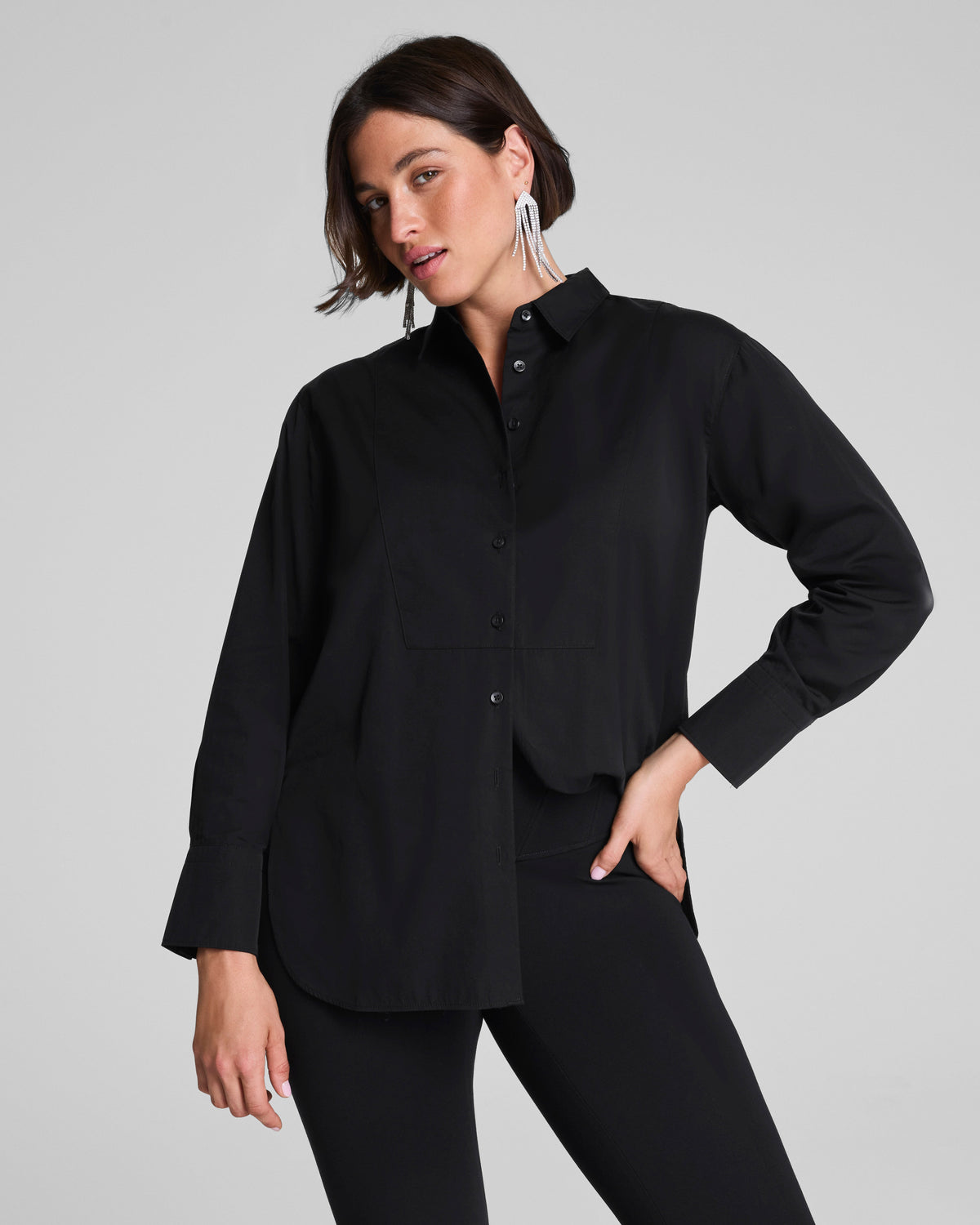 SPANX® Poplin Tuxedo Button-Up Shirt