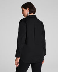 SPANX® Poplin Tuxedo Button-Up Shirt  Classic Black