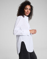 SPANX® Poplin Tuxedo Button-Up Shirt  Classic White