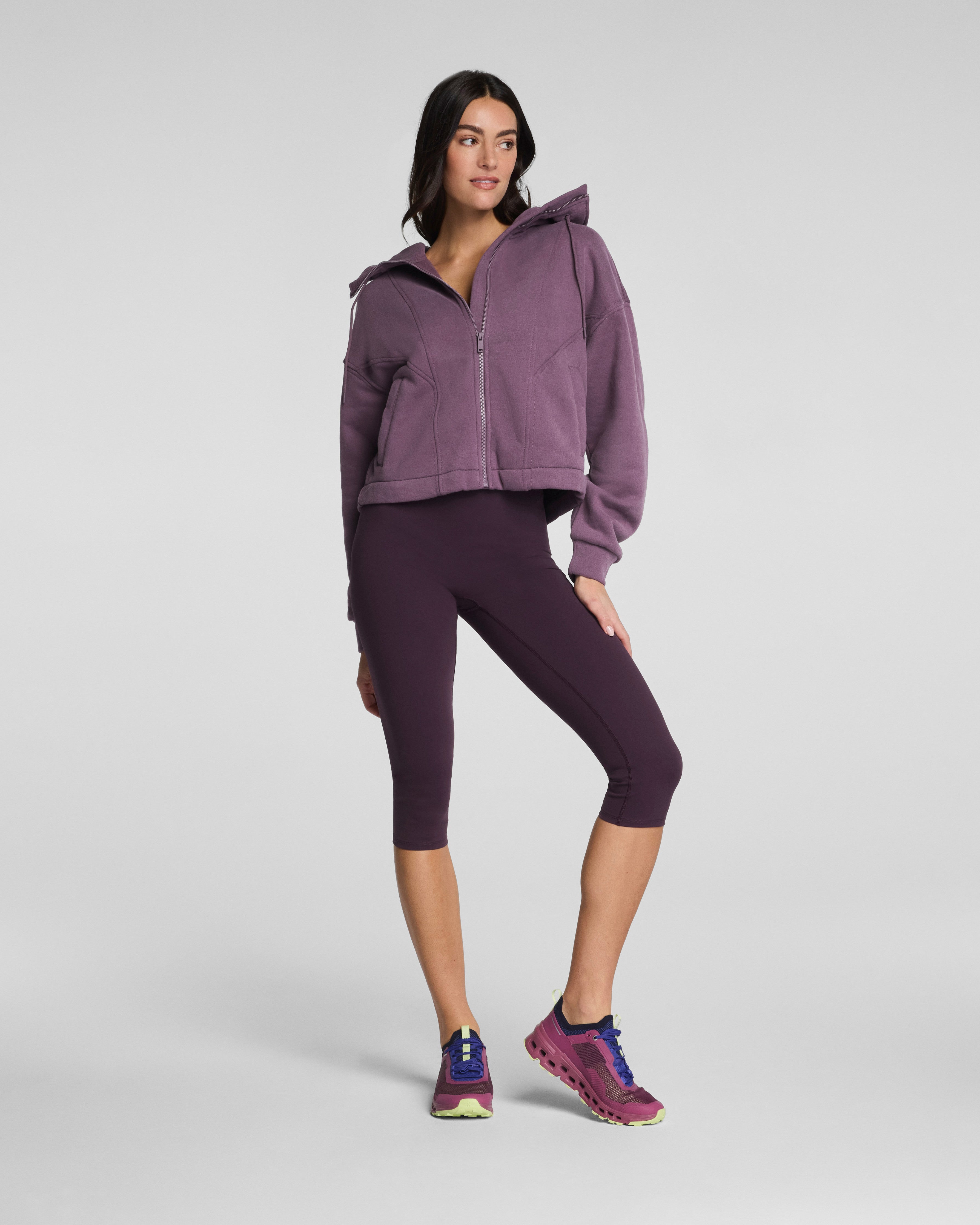 SPANX® BoostUp Cotton Fleece Full Zip Hoodie  Prune