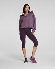 SPANX® BoostUp Cotton Fleece Full Zip Hoodie  Prune