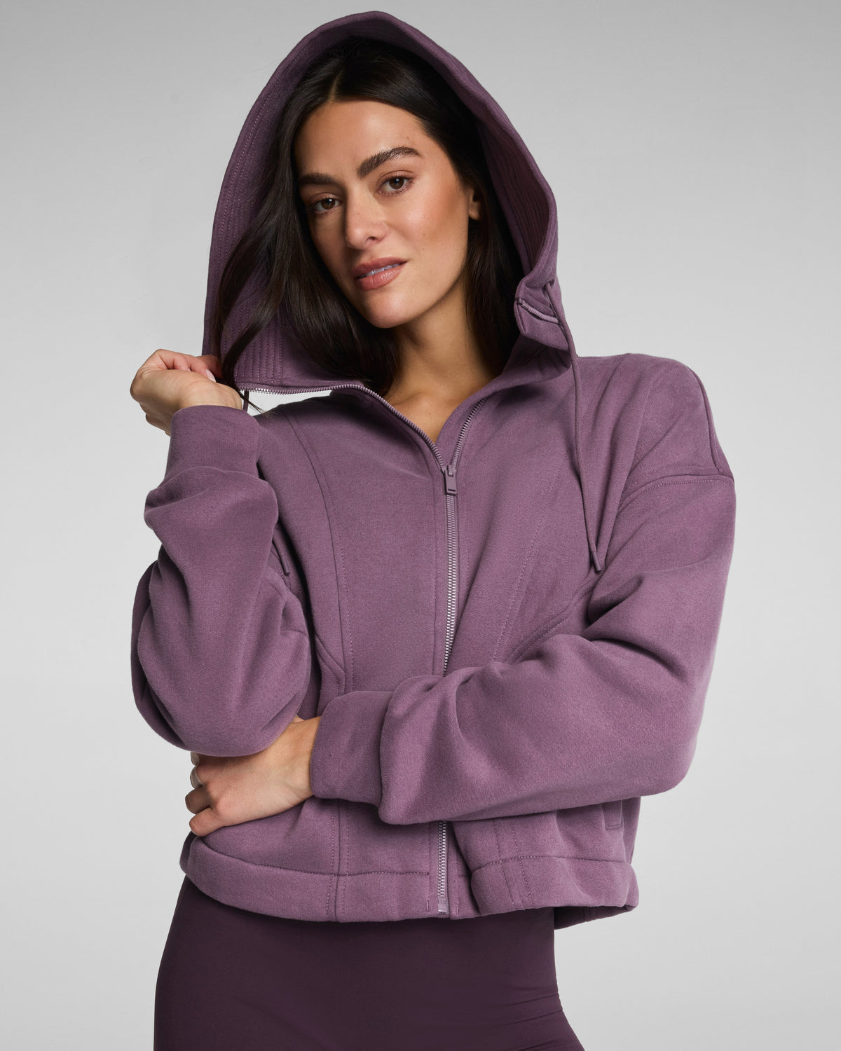 SPANX® BoostUp Cotton Fleece Full Zip Hoodie  Prune