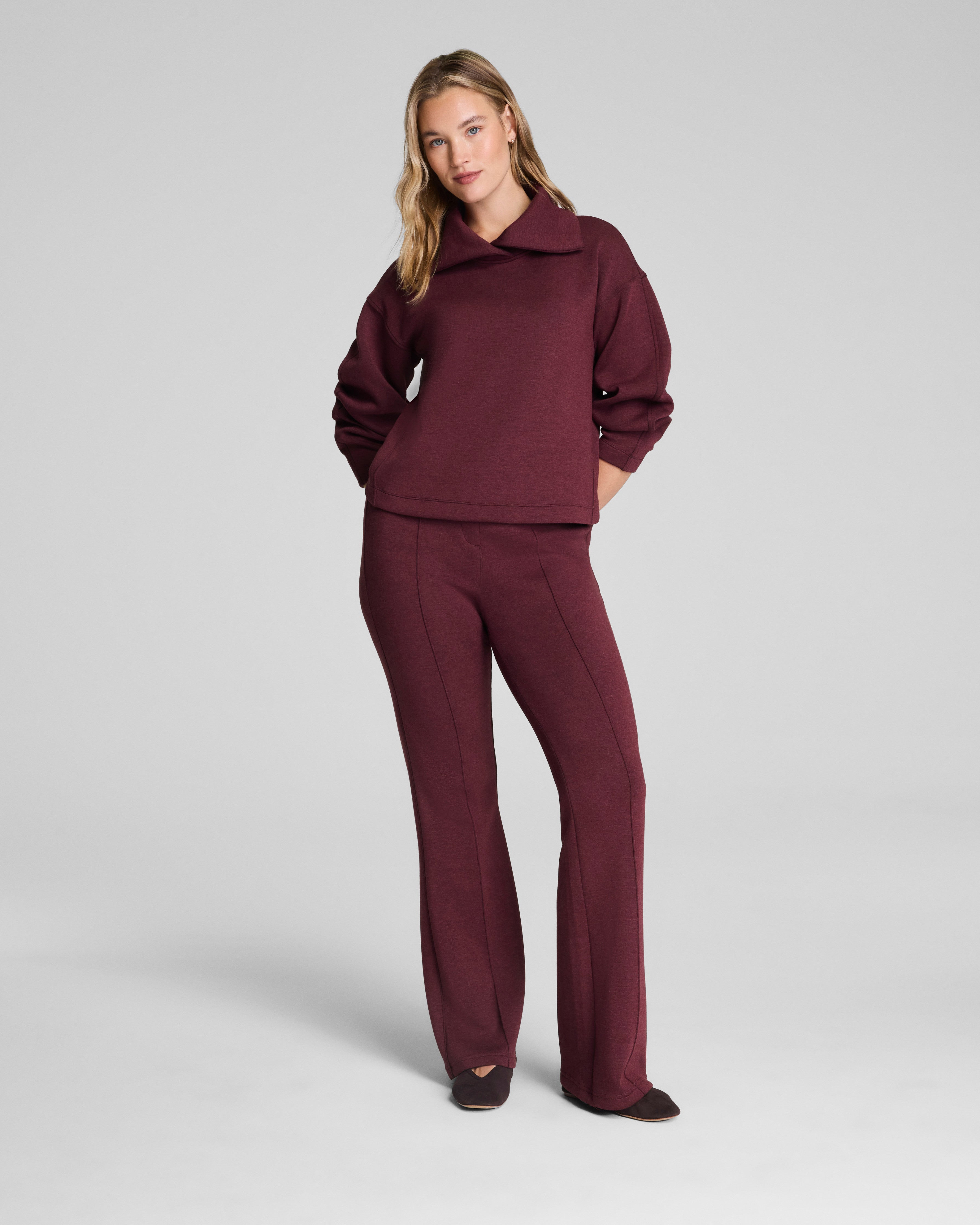 SPANX AirEssentials® Brushed Collared Long Sleeve Top  Cassis Heather
