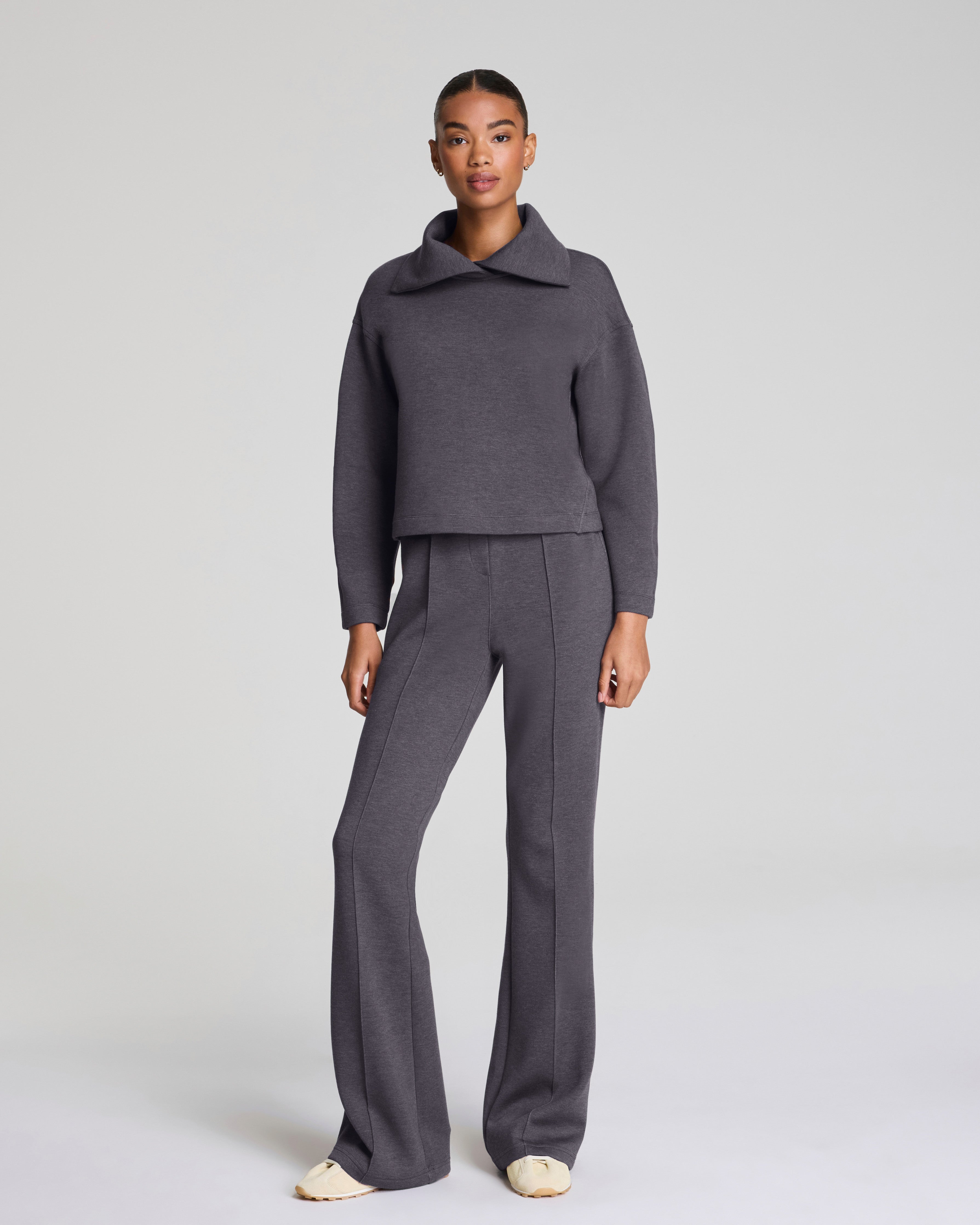 SPANX AirEssentials® Brushed Collared Long Sleeve Top  Heather Storm