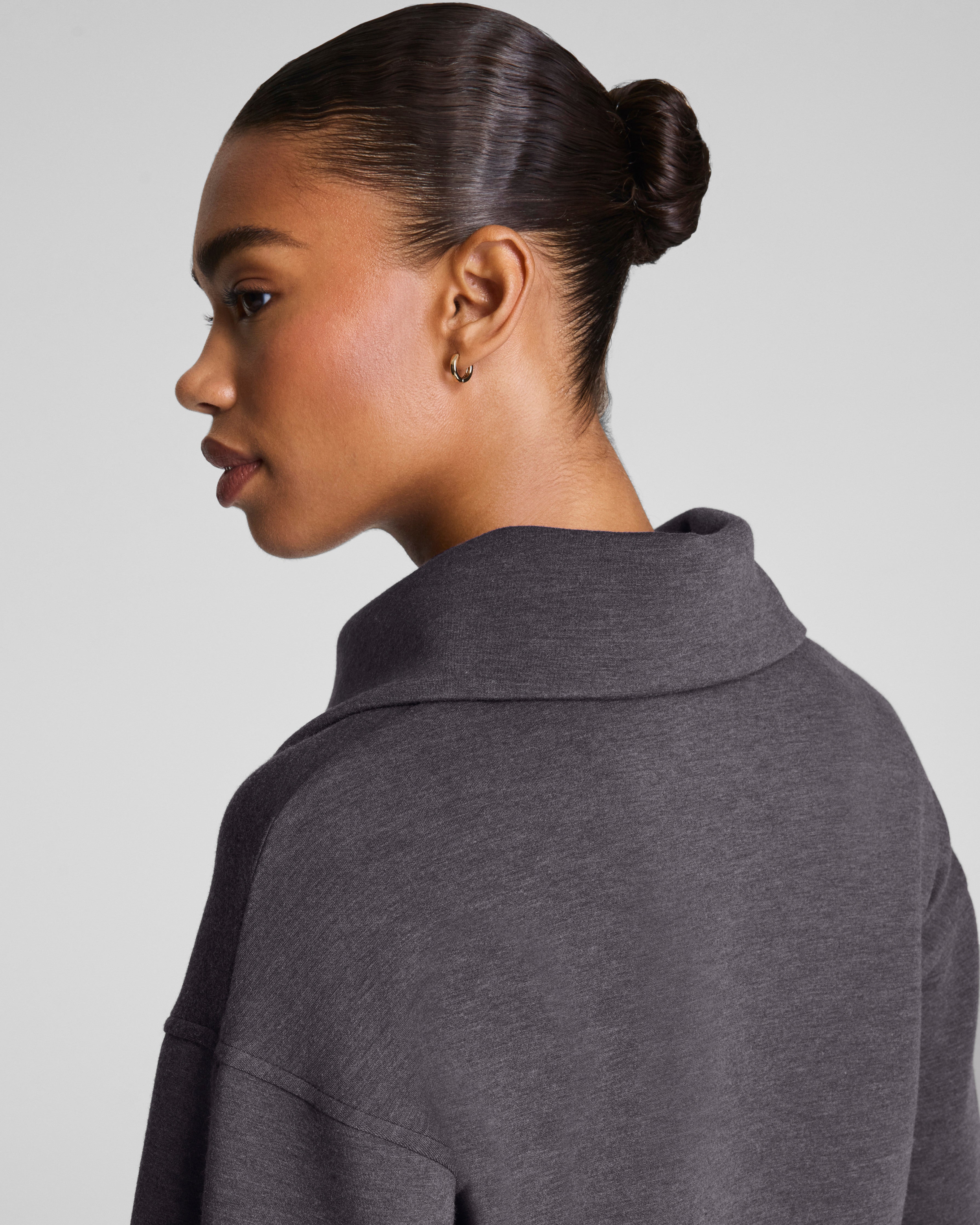 SPANX AirEssentials® Brushed Collared Long Sleeve Top  Heather Storm