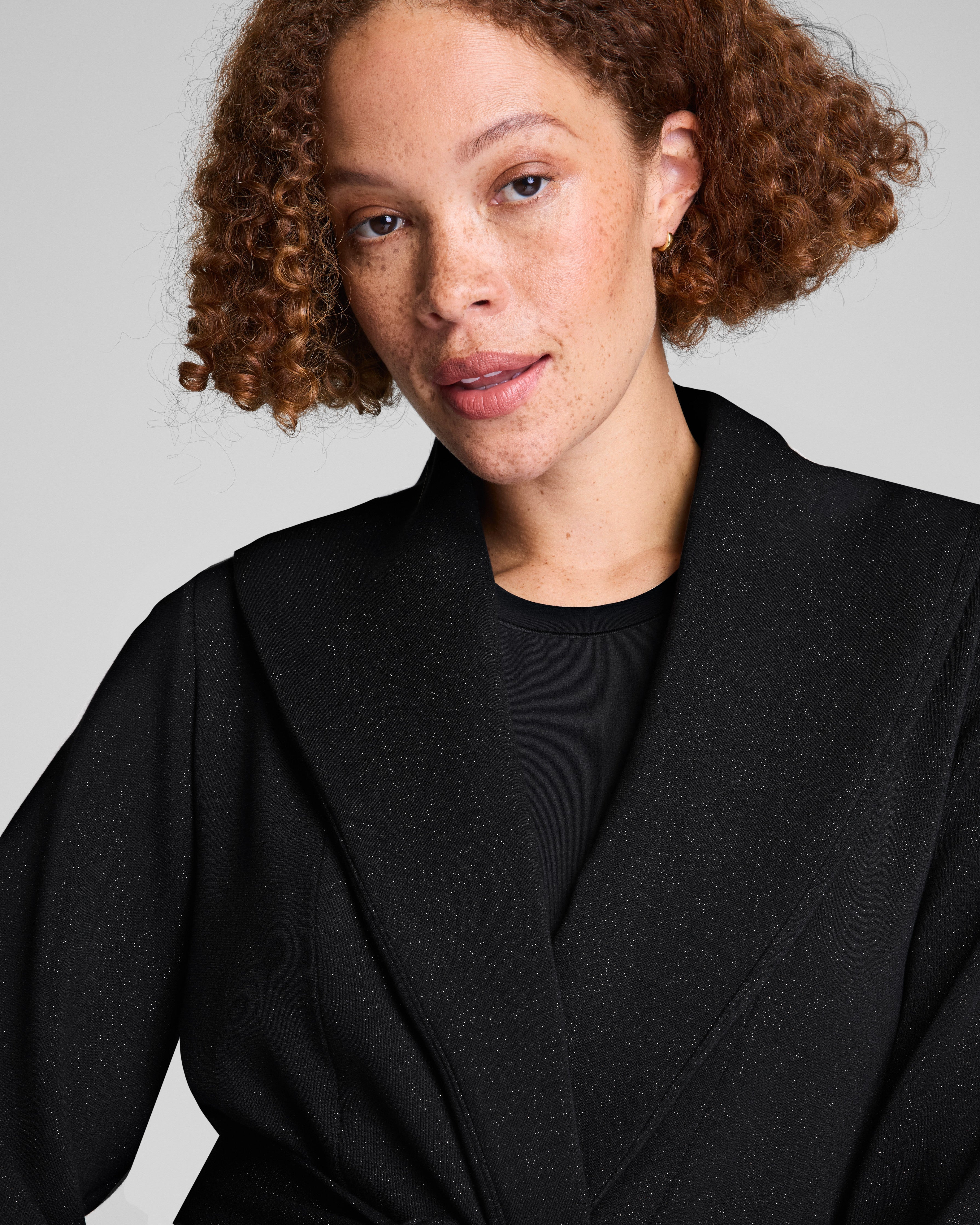 SPANX AirEssentials® Luxe Wrap Cardigan with Shimmer  Very Black / Silver Shimmer
