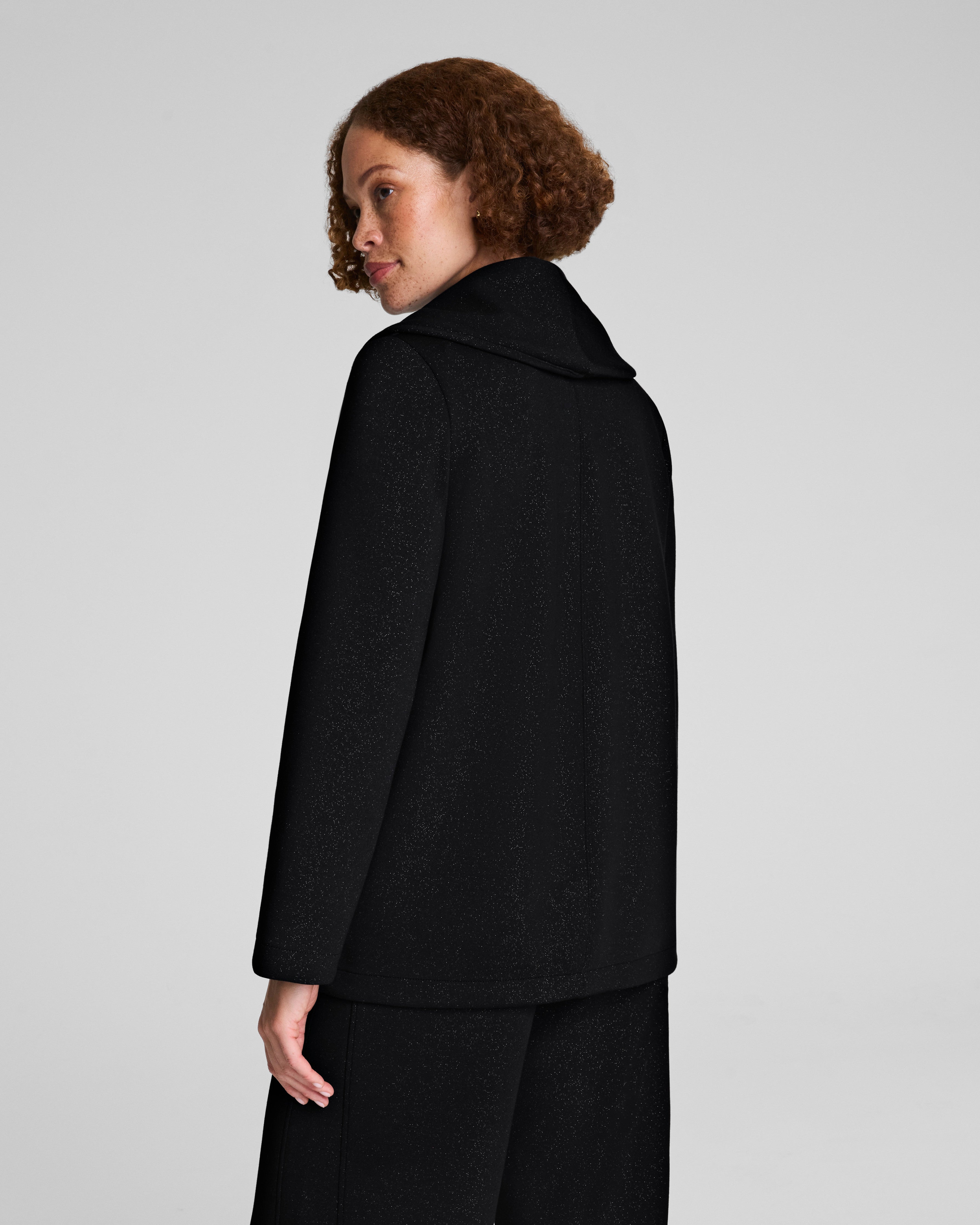 SPANX AirEssentials® Luxe Wrap Cardigan with Shimmer  Very Black / Silver Shimmer