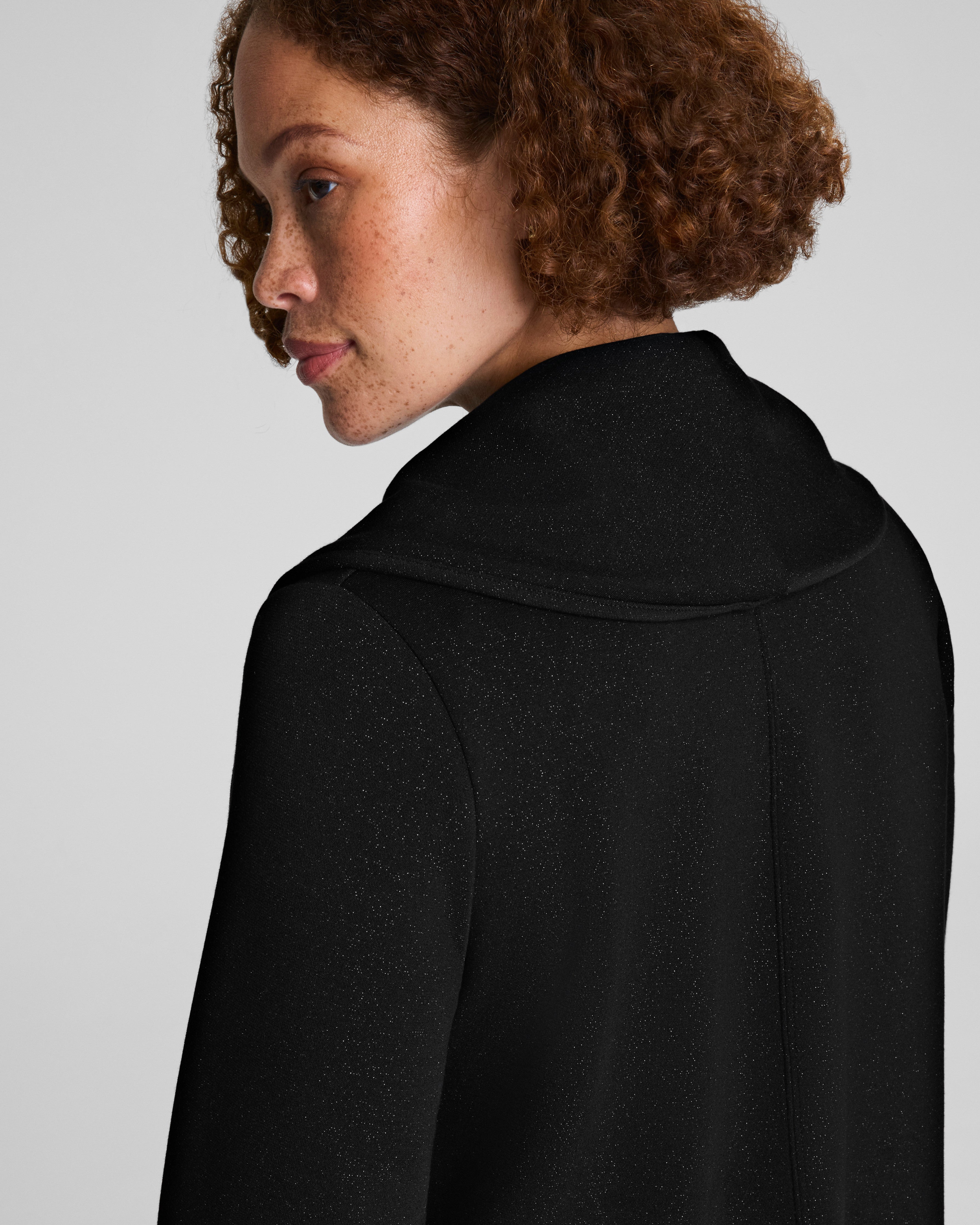 SPANX AirEssentials® Luxe Wrap Cardigan with Shimmer  Very Black / Silver Shimmer