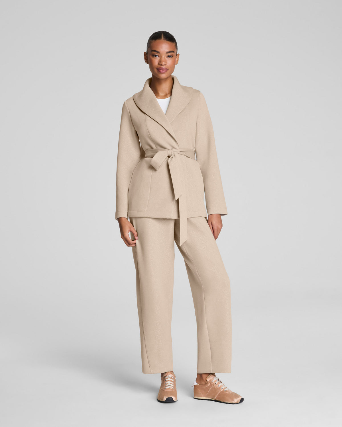 SPANX AirEssentials® Luxe Barrel Leg Pant with Shimmer  Bone / Silver Shimmer