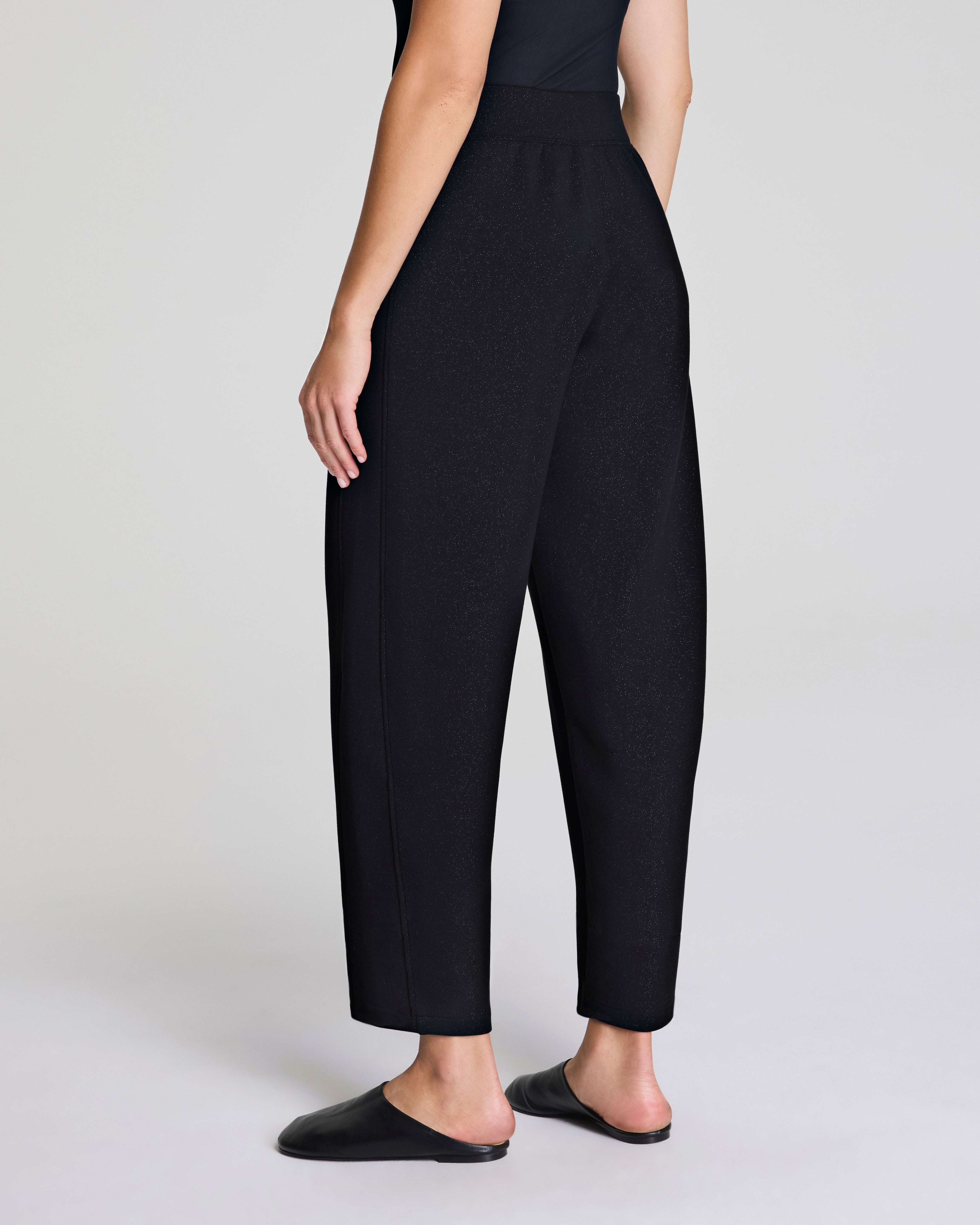 SPANX AirEssentials® Luxe Barrel Leg Pant with Shimmer  Very Black / Silver Shimmer