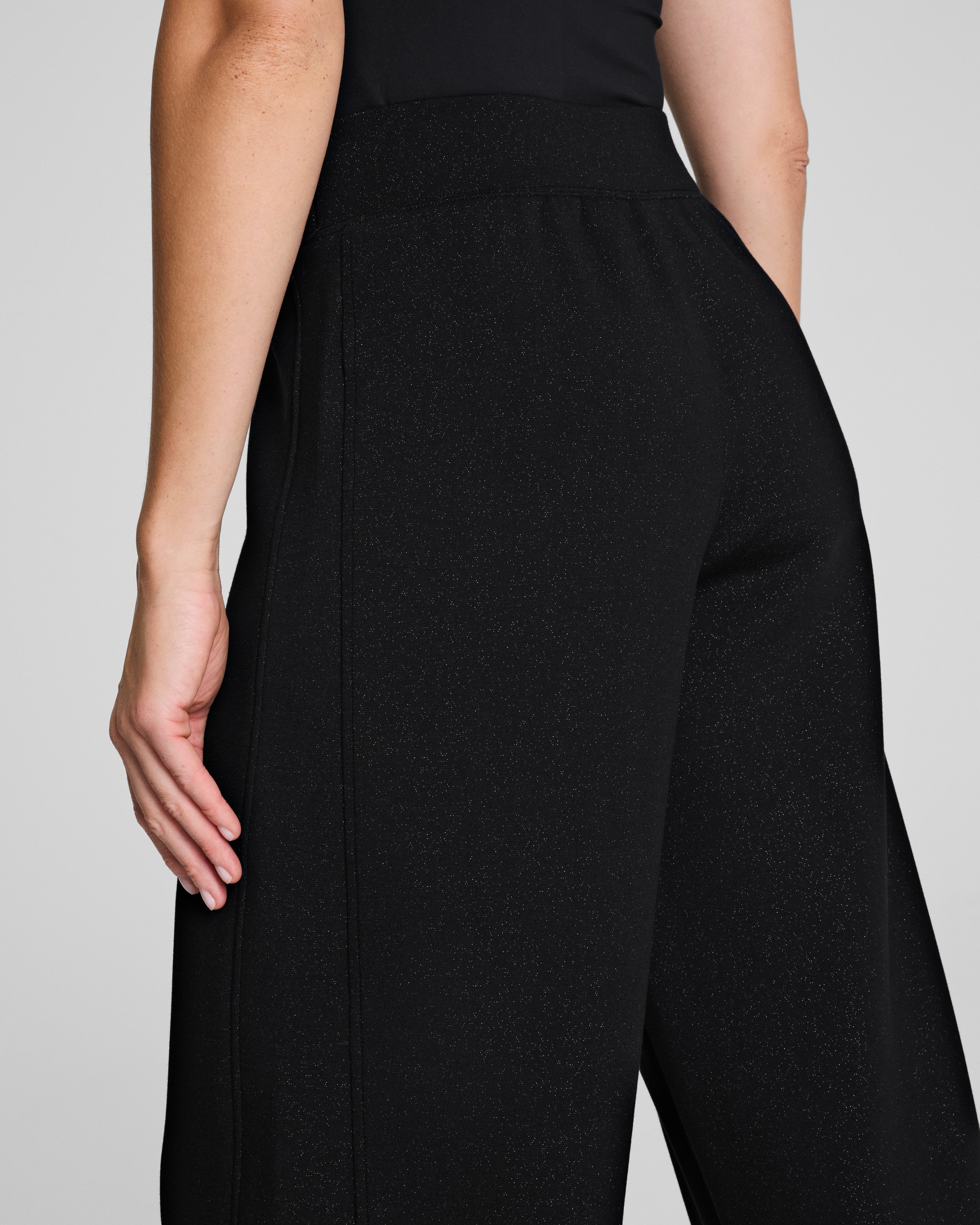 SPANX AirEssentials® Luxe Barrel Leg Pant with Shimmer  Very Black / Silver Shimmer