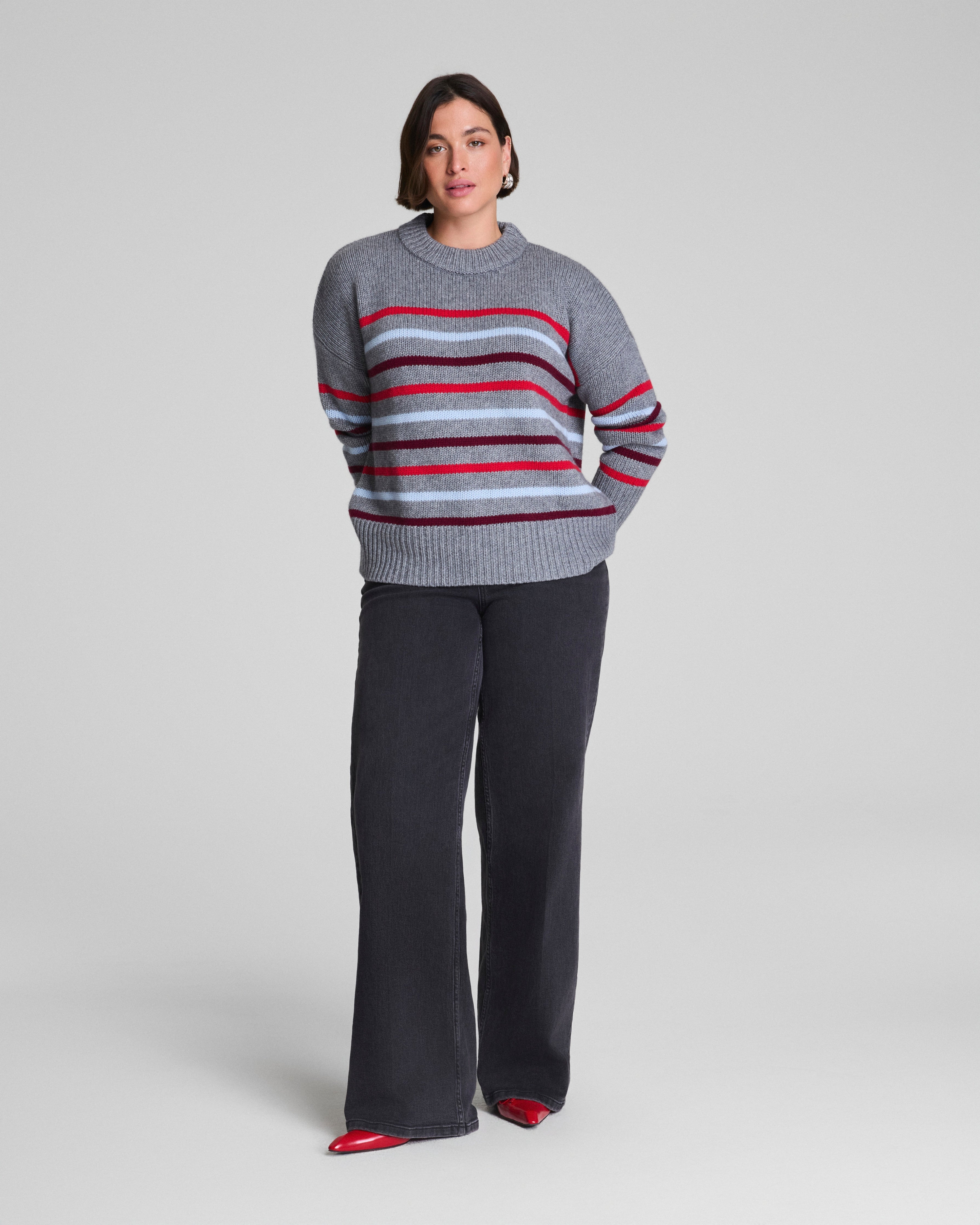 La Ligne Marin Sweater  Gray/SPANX® Red/Light Blue/Cassis