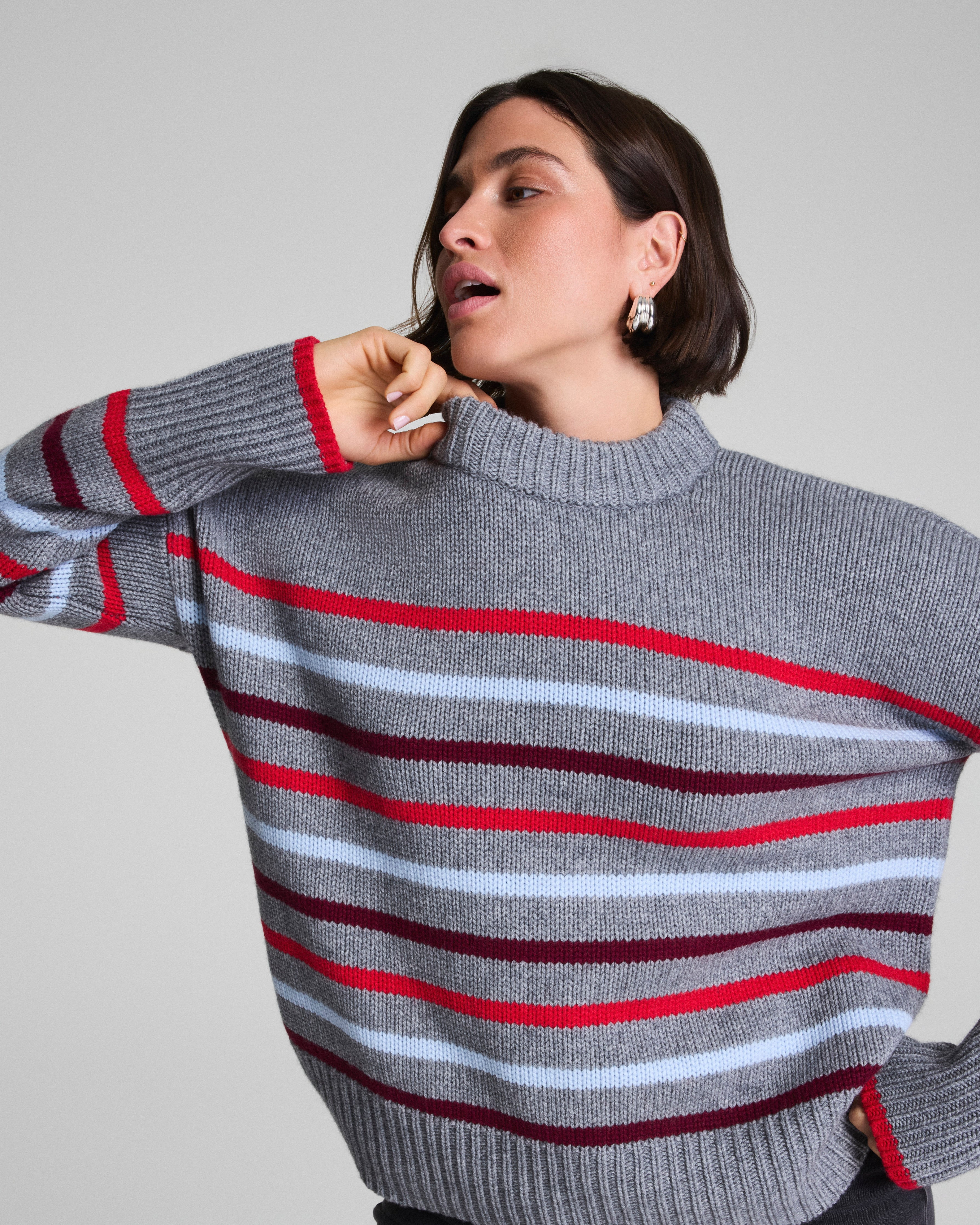 La Ligne Marin Sweater  Gray/SPANX® Red/Light Blue/Cassis