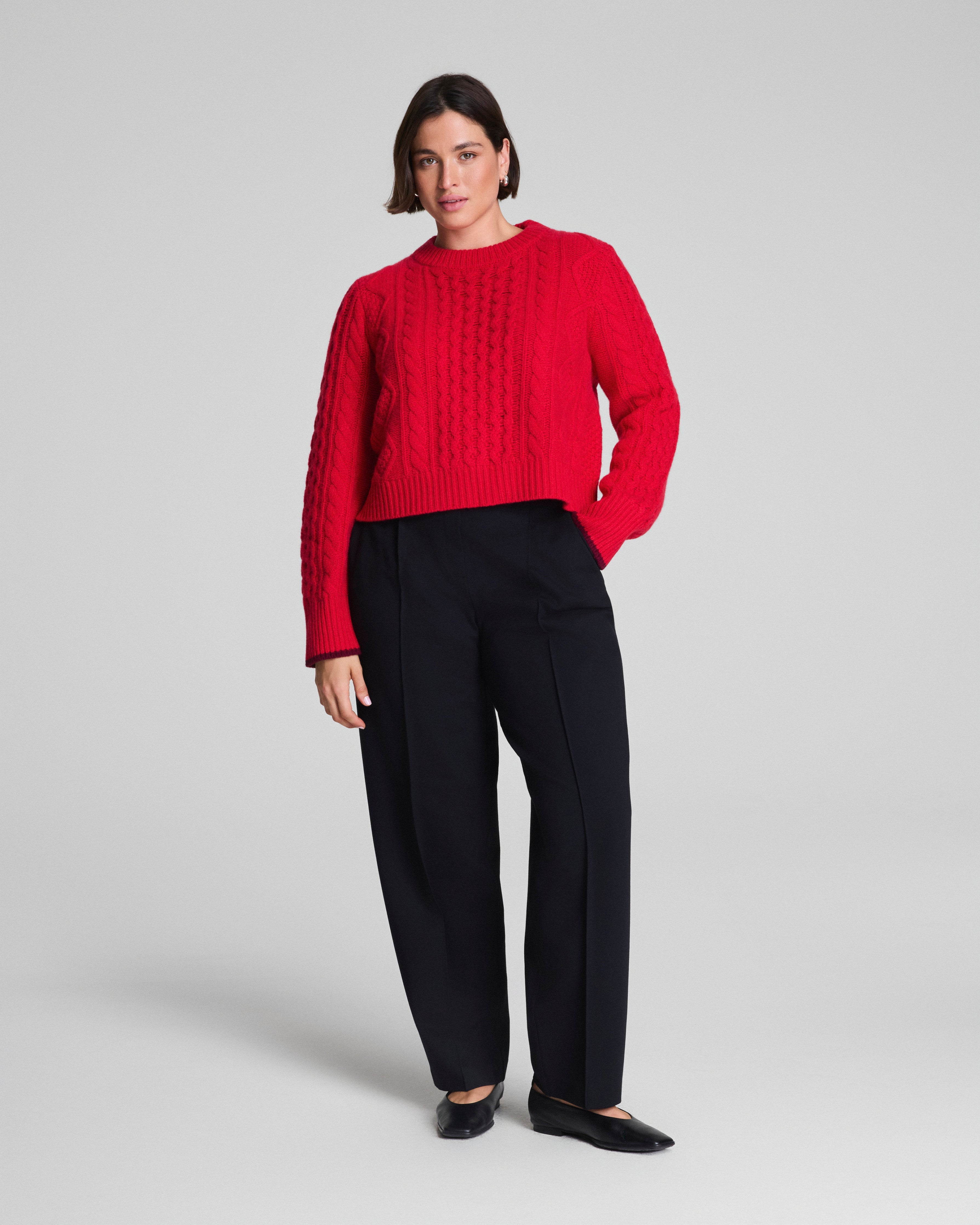 La Ligne Cropped Cable Marin Sweater  SPANX® Red