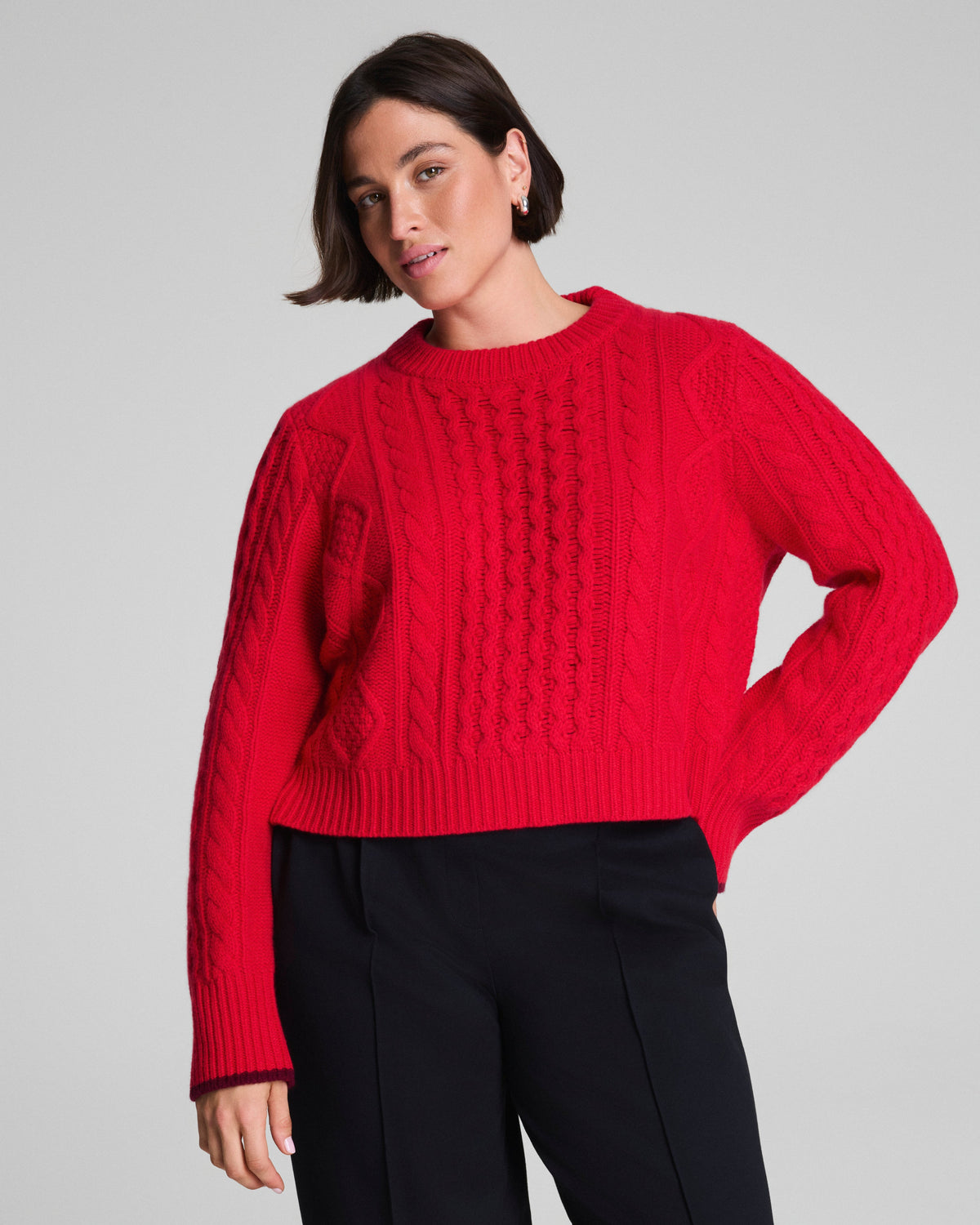 La Ligne Cropped Cable Marin Sweater  SPANX® Red